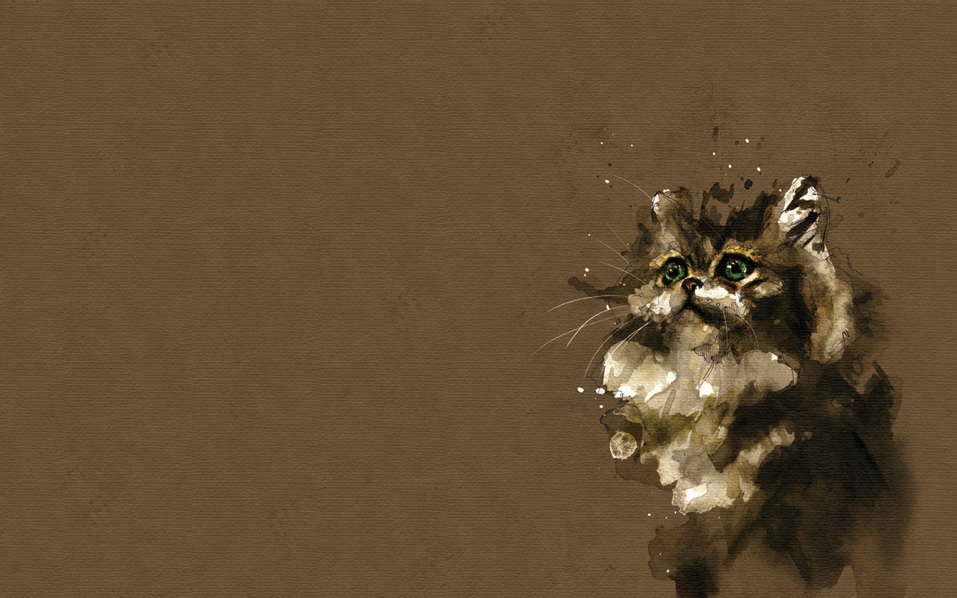 1920x1200 florian nicolle watercolor cat painting Wallpaper HD