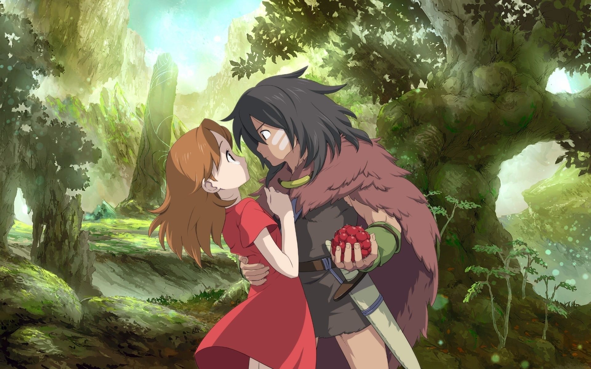 1920x1200 Wallpaper girl, nature, anime, art, guy