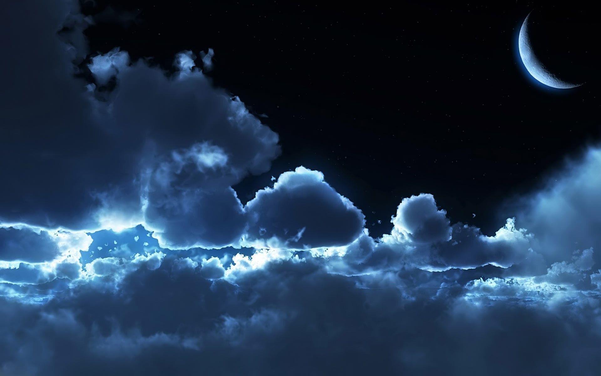 1920x1200 sky clouds night moon space wallpaper and background