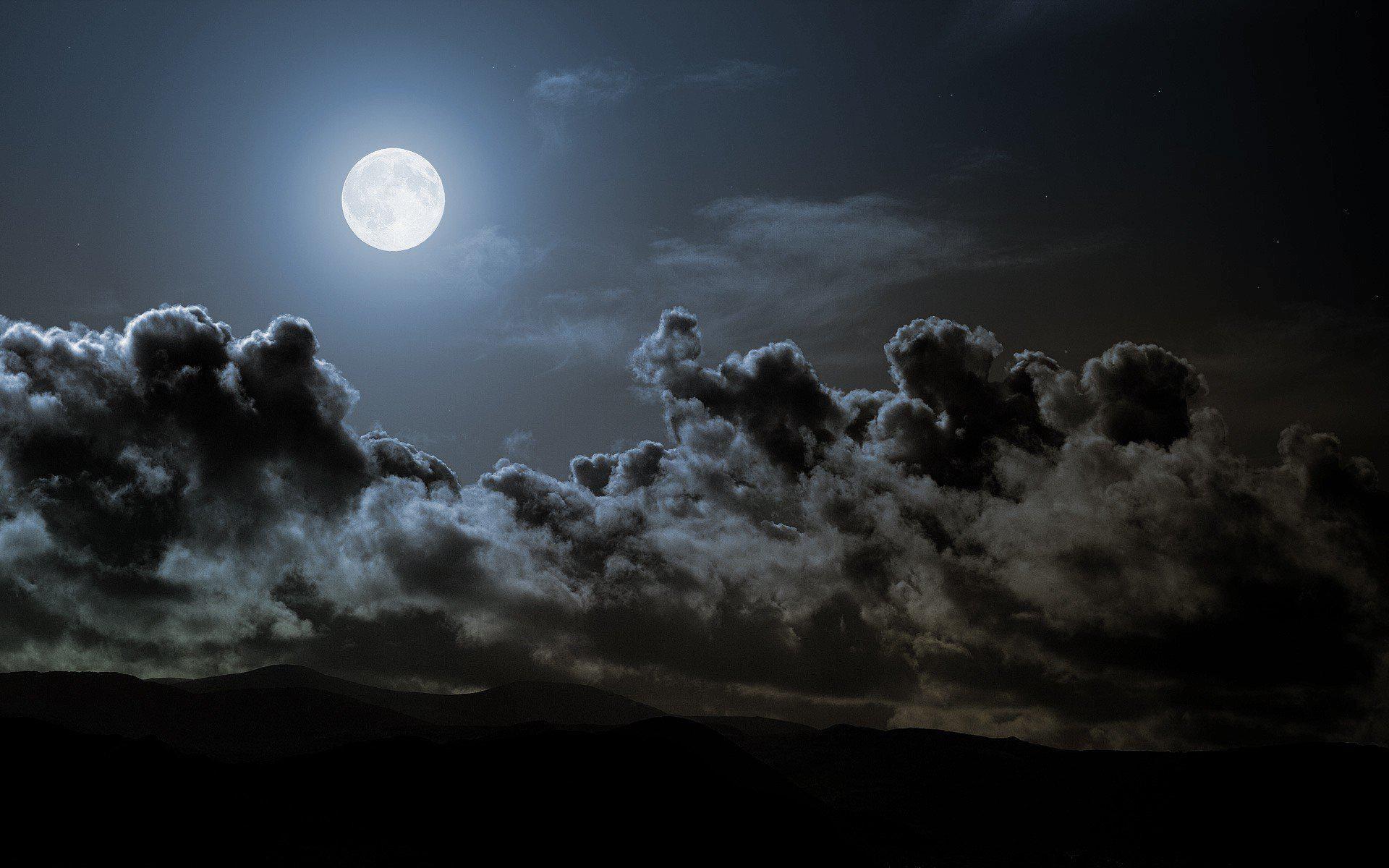 1920x1200 HD Clouds Night Moon Skies Free Desktop Background Wallpaper