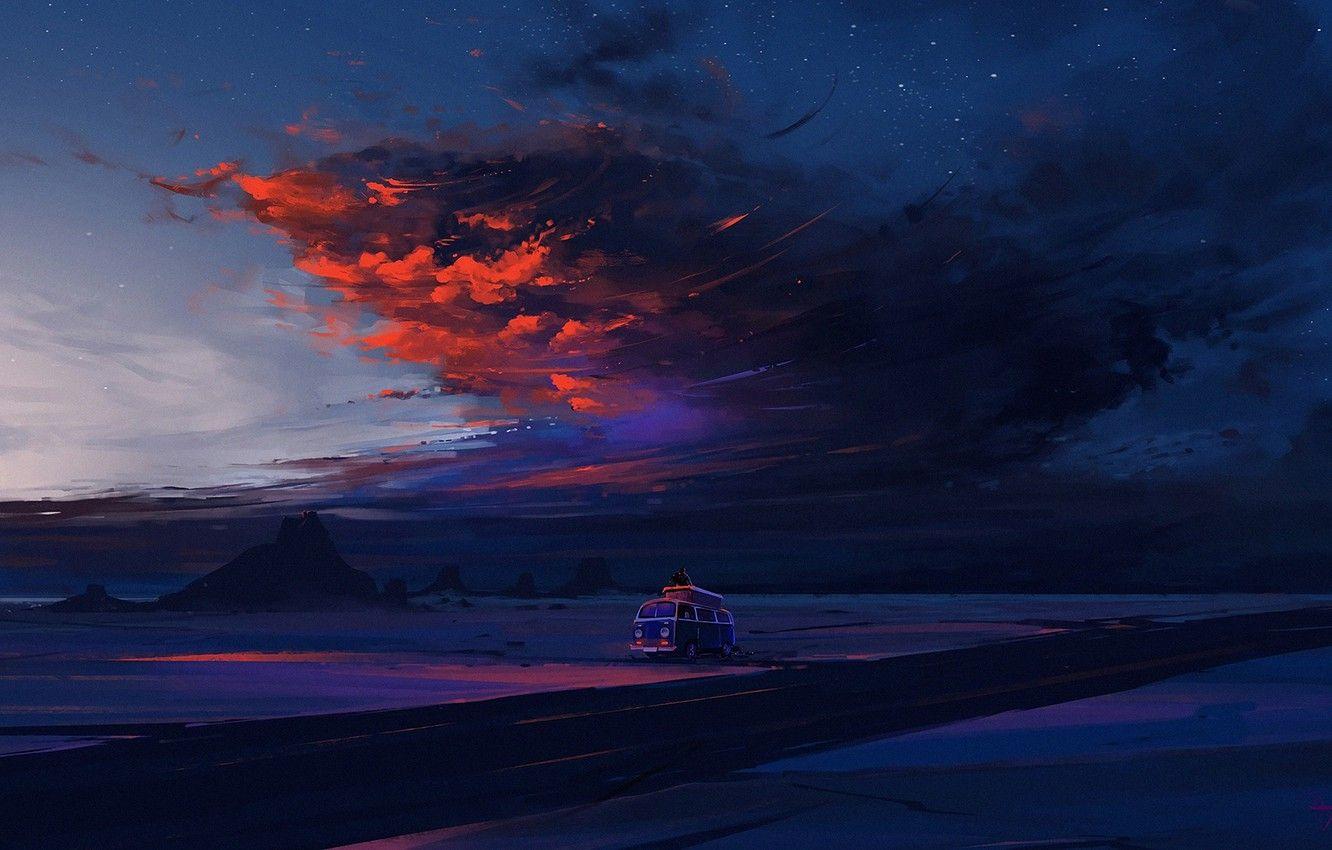 1332x850 Wallpaper twilight, road, sky, desert, landscape, nature