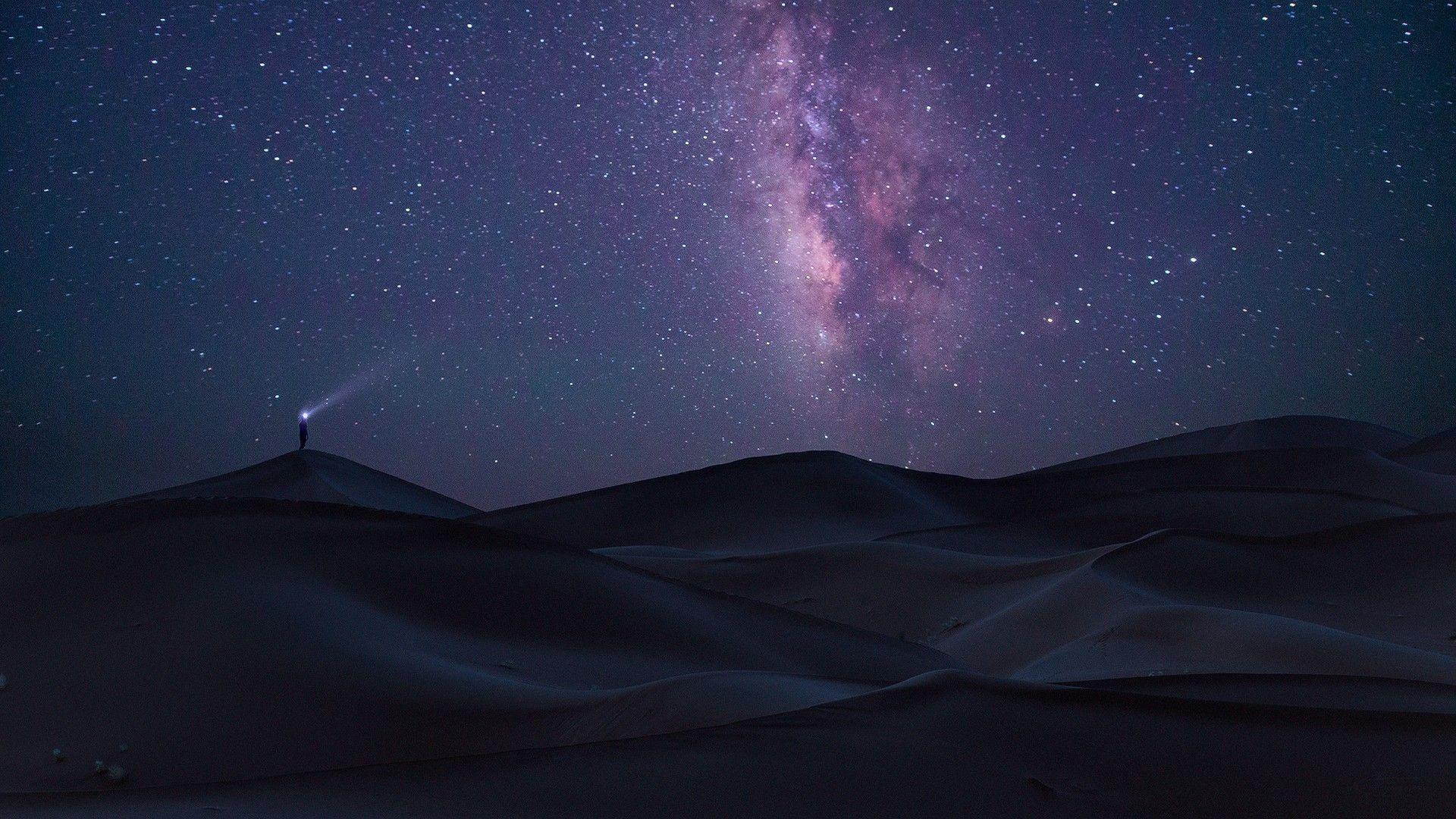 1920x1080 Space Stars View from Desert Wallpaper : HD Wallpaper