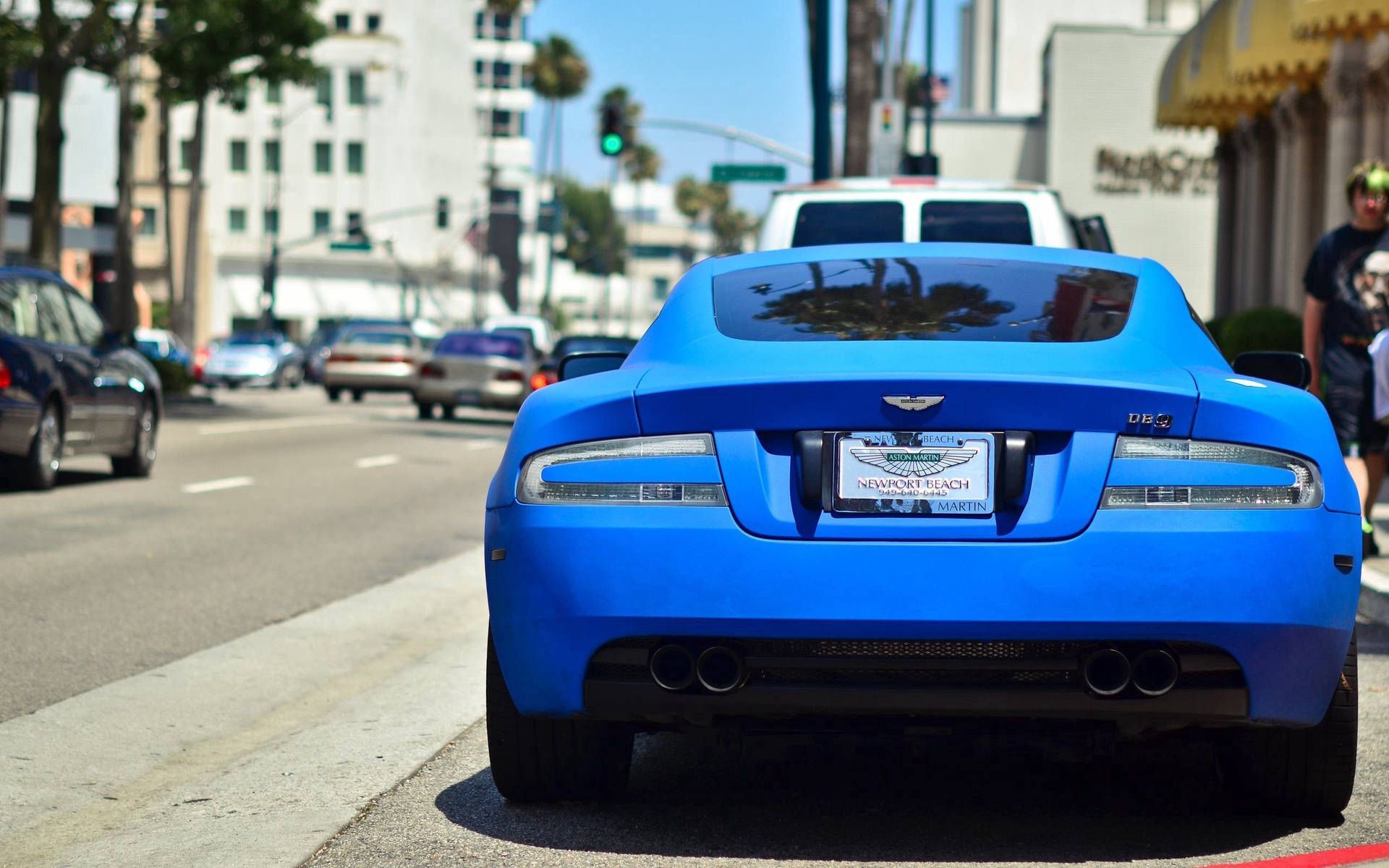 1920x1200 Aston Martin Blue Sports Car Wallpaper