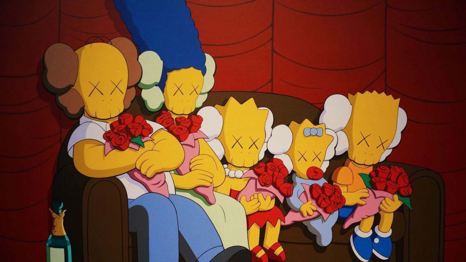 1920x1080 Download KAWS x The Simpsons Family Portrait Wallpaper