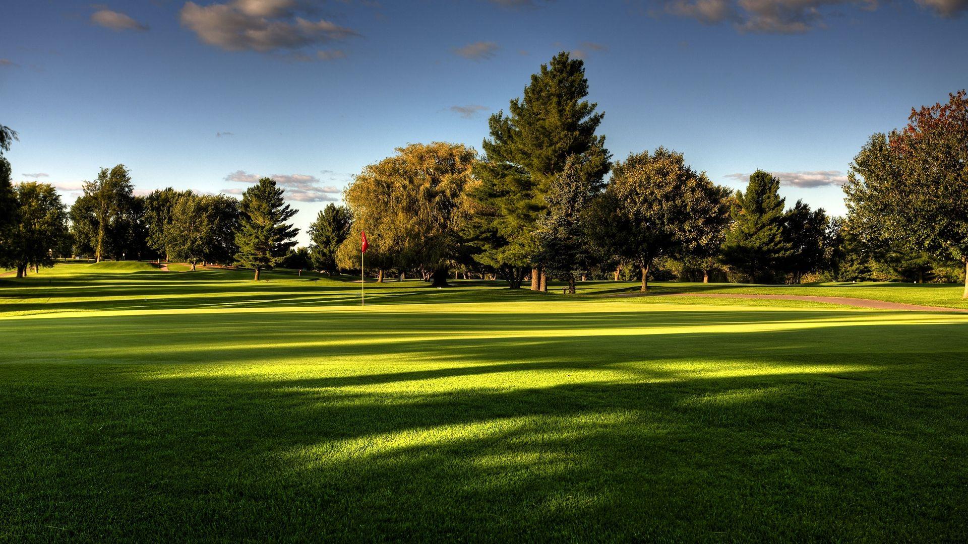 1920x1080 Download wallpaper 1920x1080 lawn, field, golf, trees full