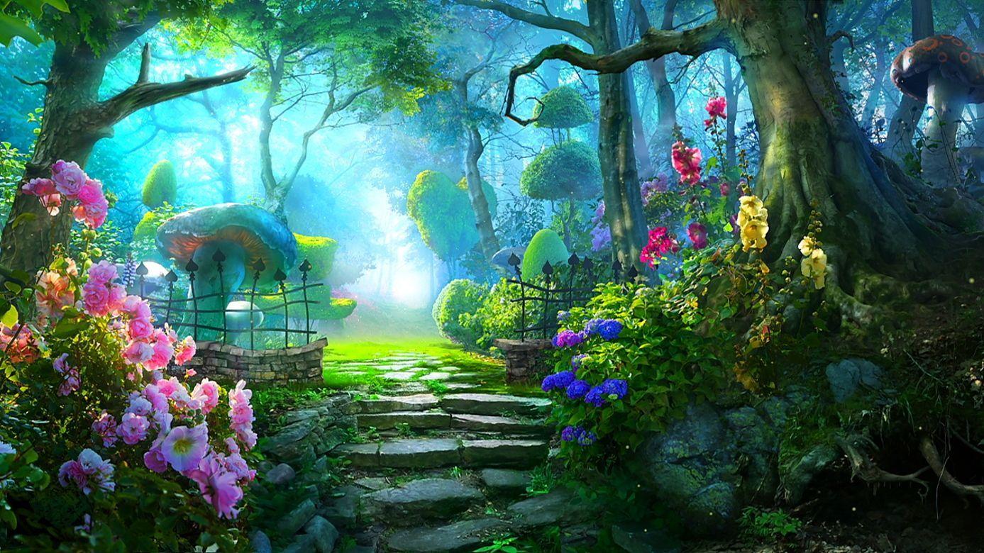 1387x780 Q 2436177390. Rainbow forest flowers, wallpaper Leah Friedman