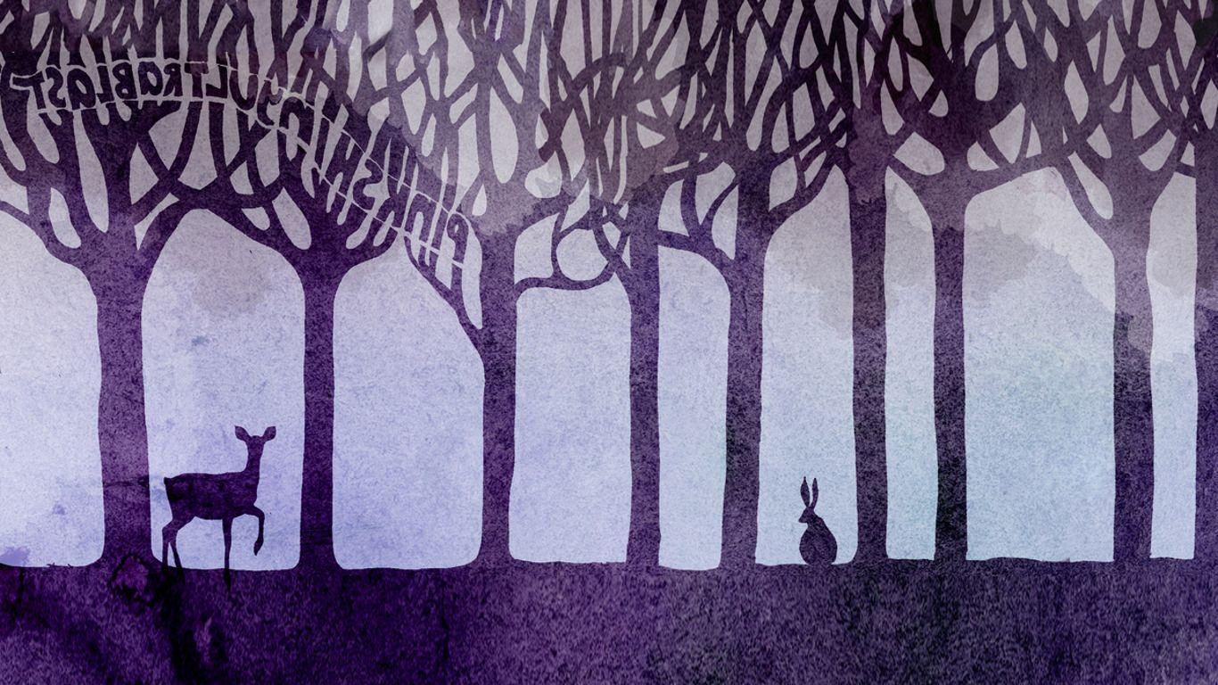 1366x768 pinkshinyultrablast animals purple forest deer
