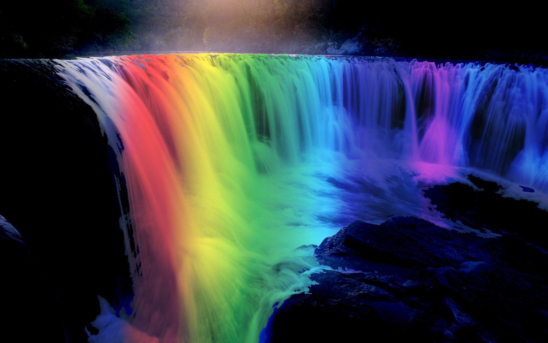 1920x1200 Waterfall And Rainbow Wallpaper High Quality Resolution