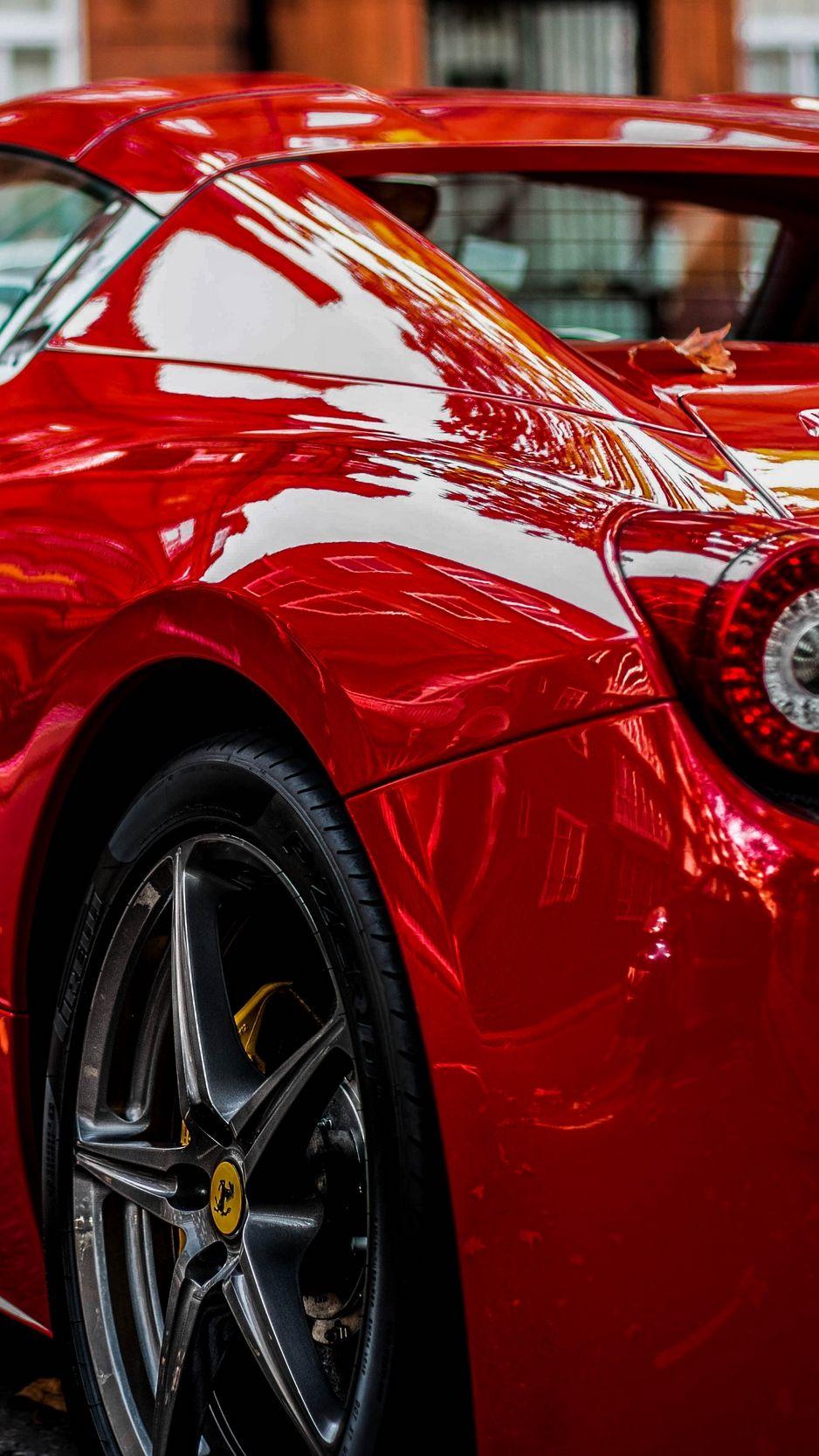 938x1668 Download wallpaper 938x1668 sports car, red, rear view