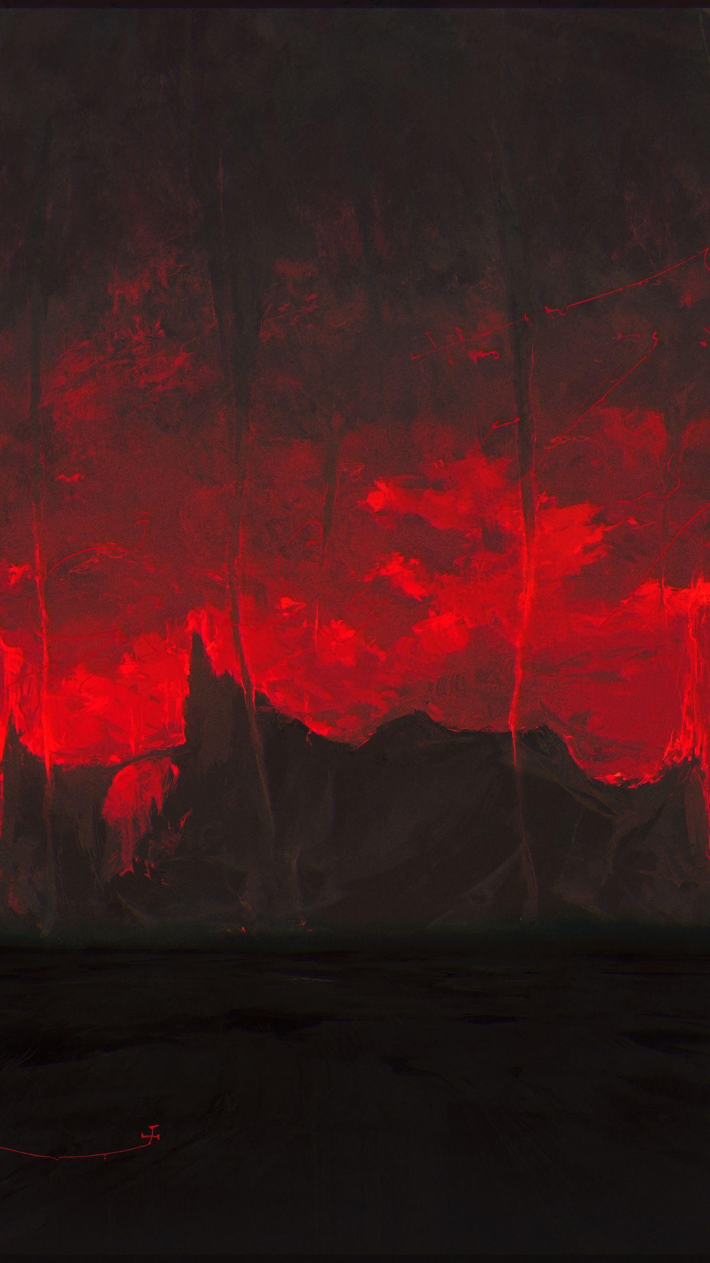1440x2560 Tải xuống hình nền 1440x2560 núi, bóng tối, nghệ thuật, màu đỏ