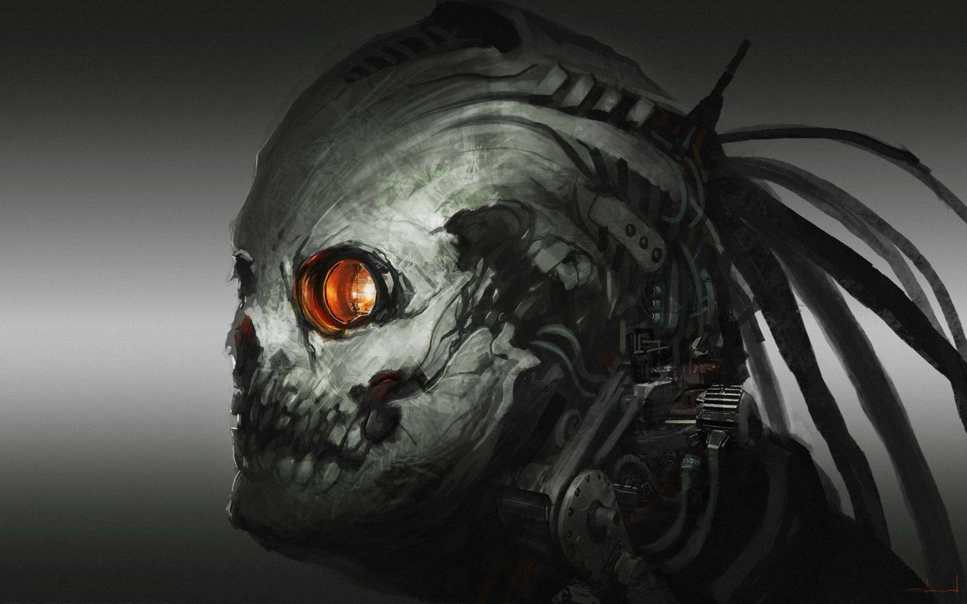 1920x1200 Cyborg Skull Wallpaper