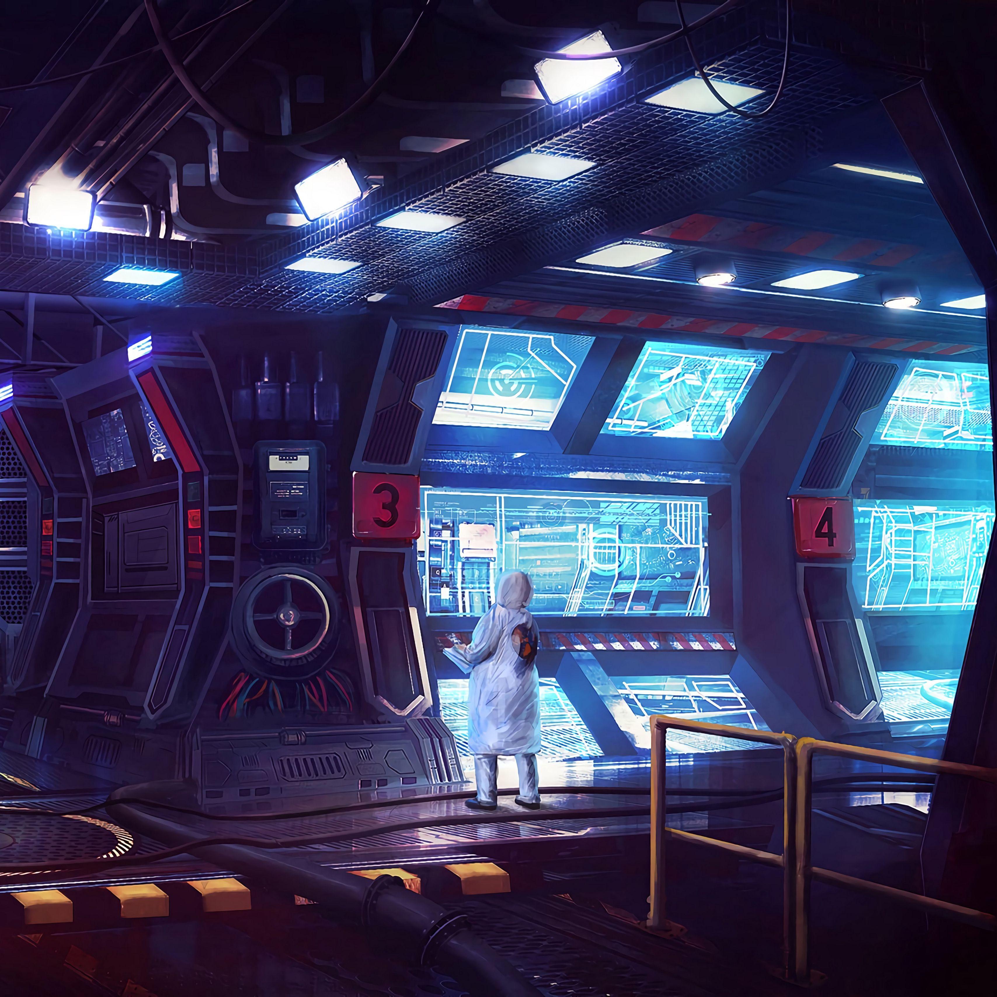 3415x3415 Download Wallpaper 3415x3415 Laboratory, Sci Fi, Art, Man