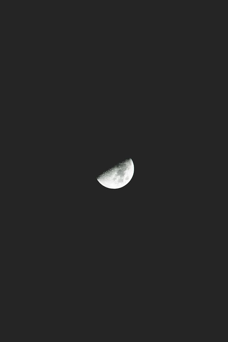 728x1092 Low light photography of half moon