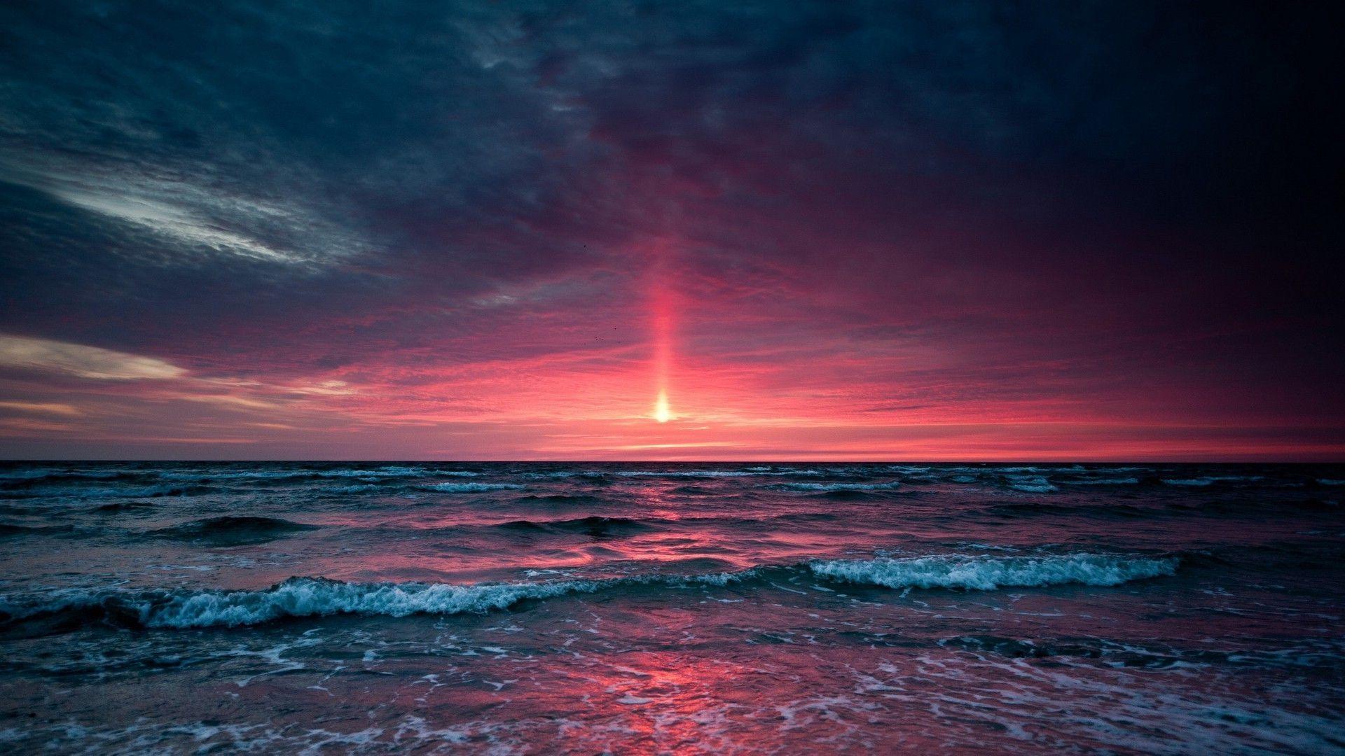 1920x1080 Beach Sunset Desktop Wallpaper