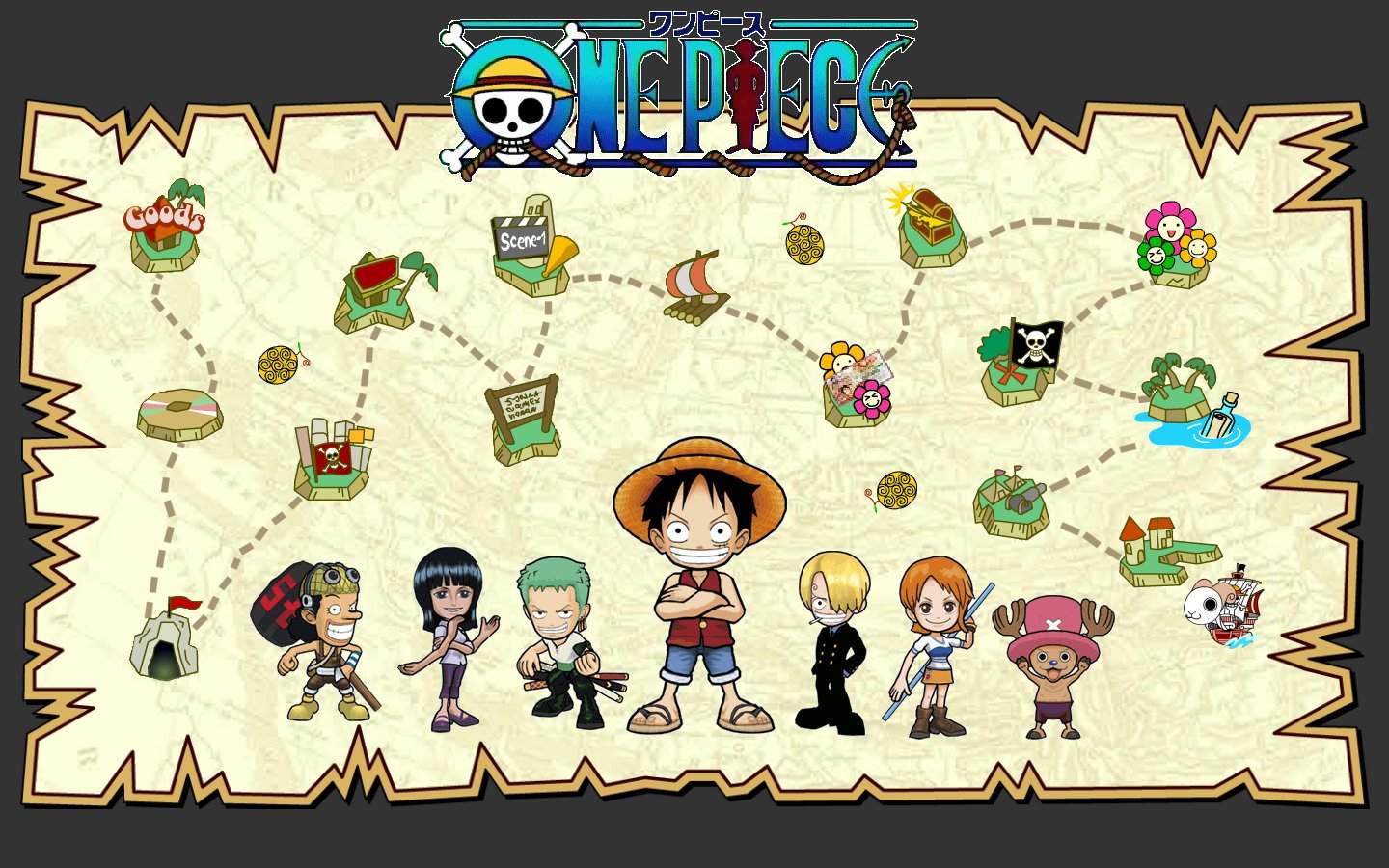 1440x900 One Piece Chibi Wallpaper