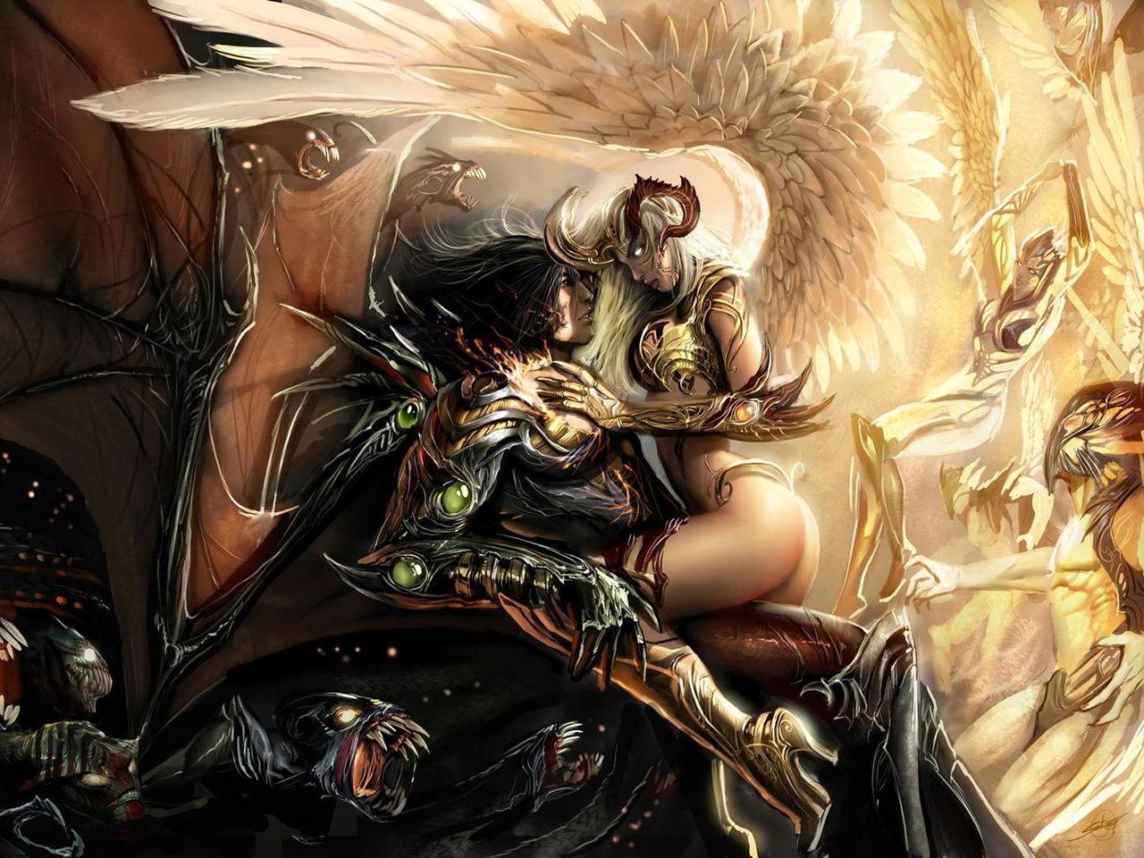 1280x960 Collection of Devil And Angel Wallpaper on HDWallpaper 1280x960