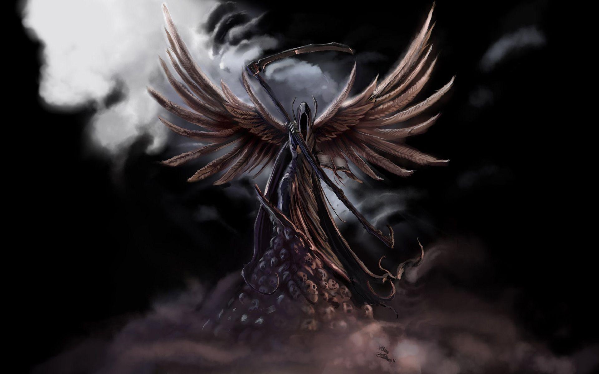 1920x1200 dark, Grim, Reaper, Horror, Skeletons, Skull, Creepy, Wings
