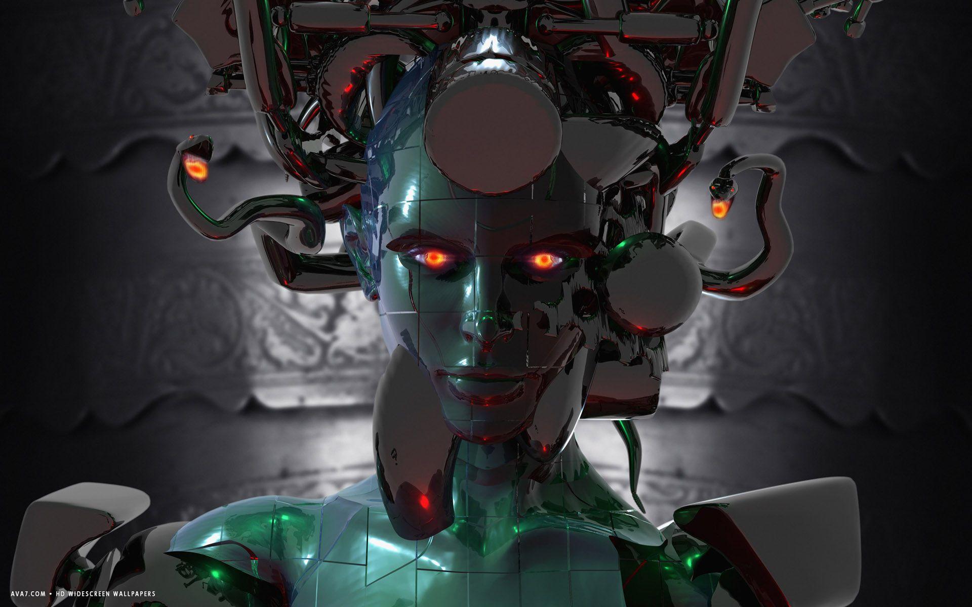 1920x1200 3D cyborg robot cô gái ngoài hành tinh mắt đỏ Hình nền màn hình rộng HD