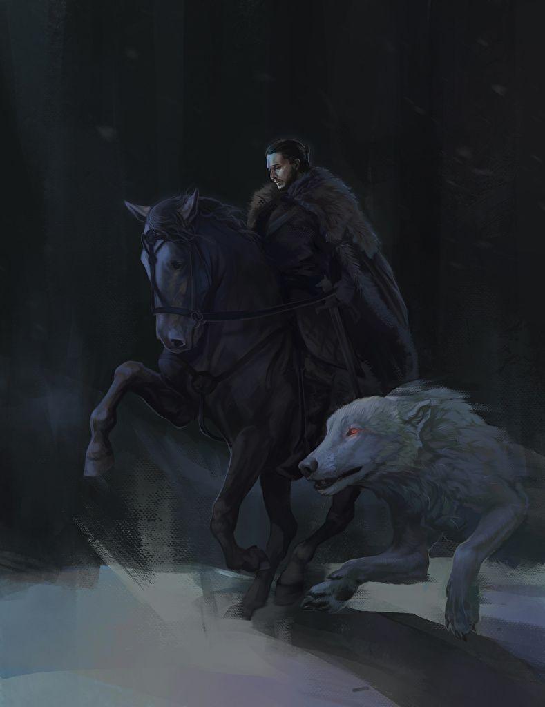 789x1024 Wallpaper Game of Thrones Wolves Horses Jon Snow Movies