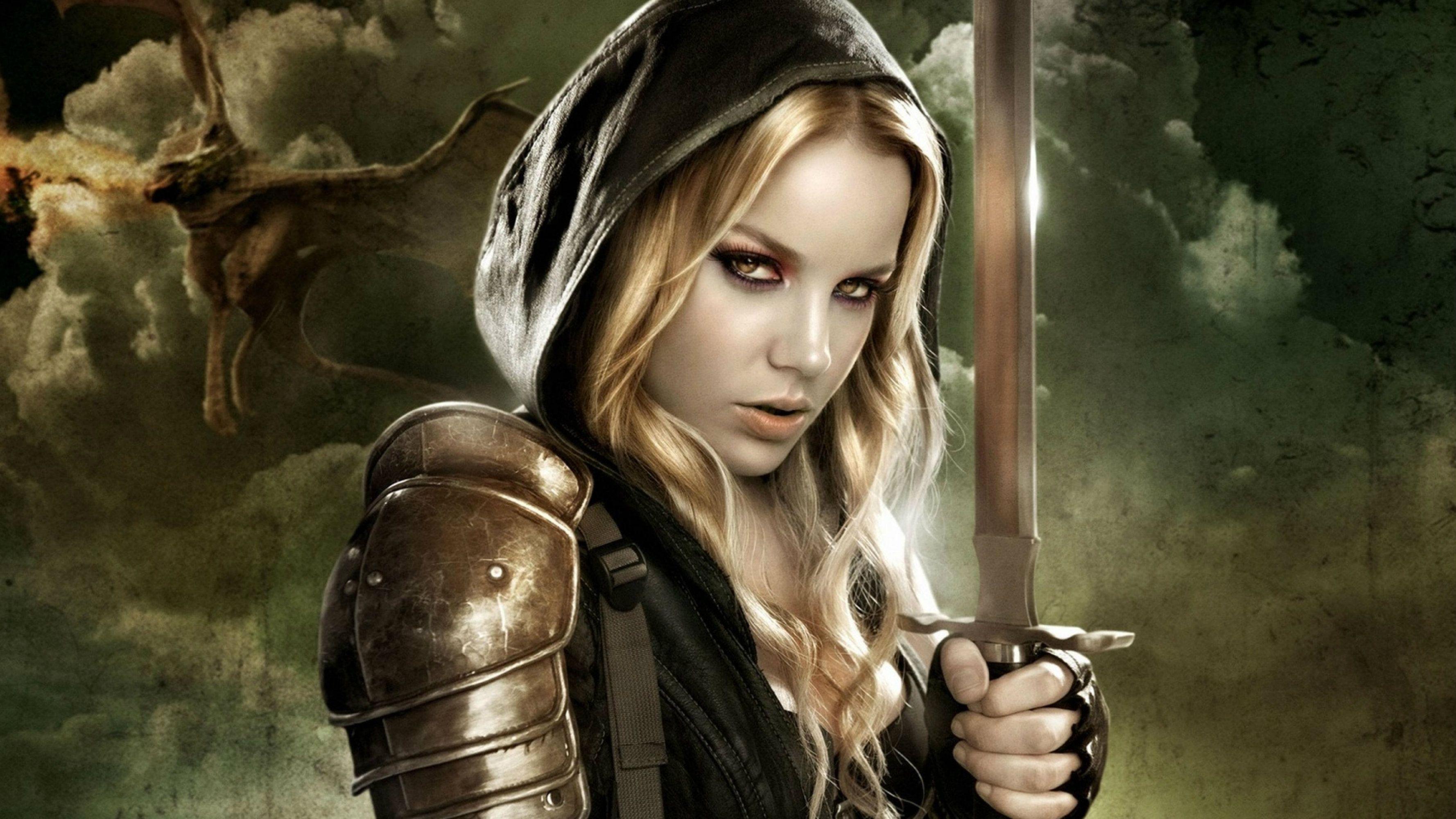 3556x2000 Warrior blonde fantasy girl wallpaper