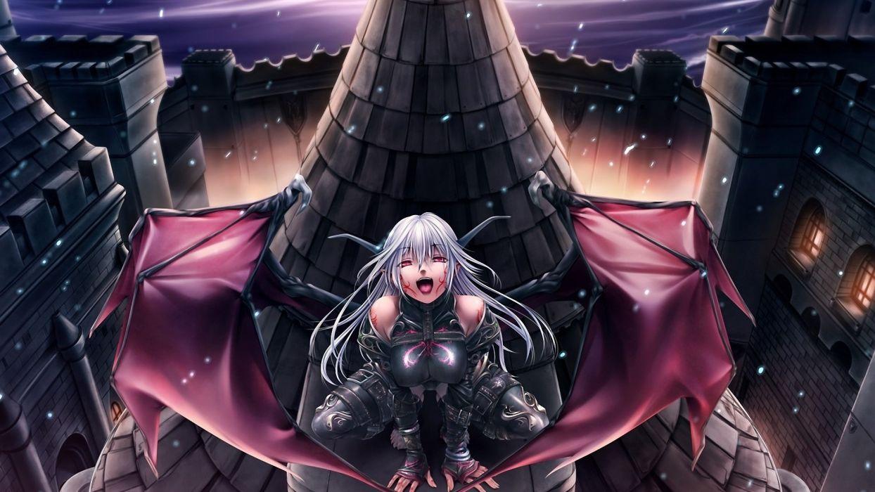 1244x700 Women snow wings castles night demons devil Demon Girl white