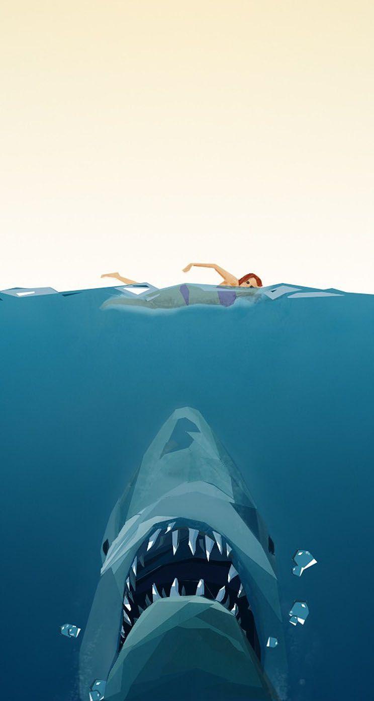 744x1392 The iPhone Wallpaper Jaws Poster Polygon Art