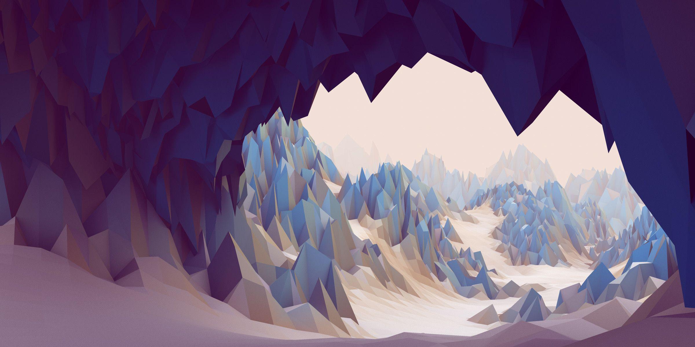 2400x1200 Low Poly HD Wallpaper and Background Image