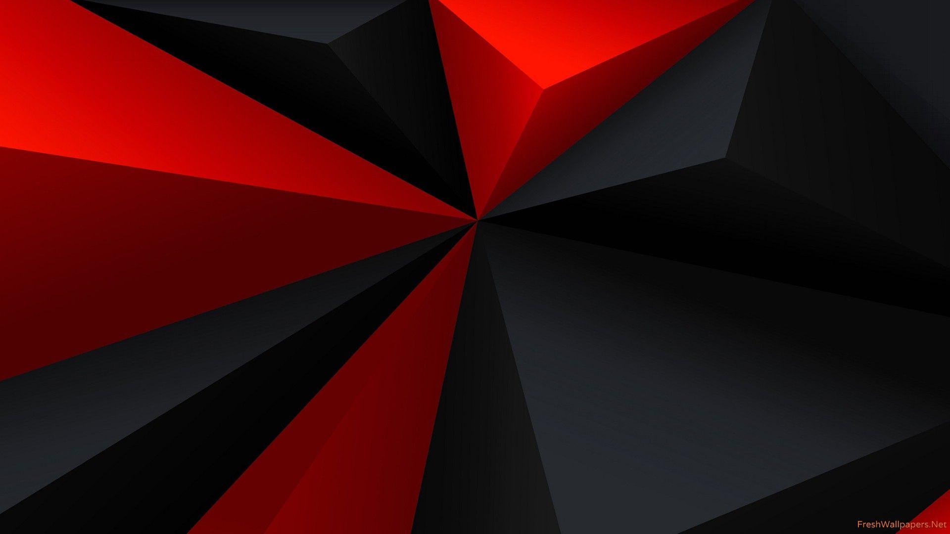 1920x1080 Red Black 3D Polygons wallpaper