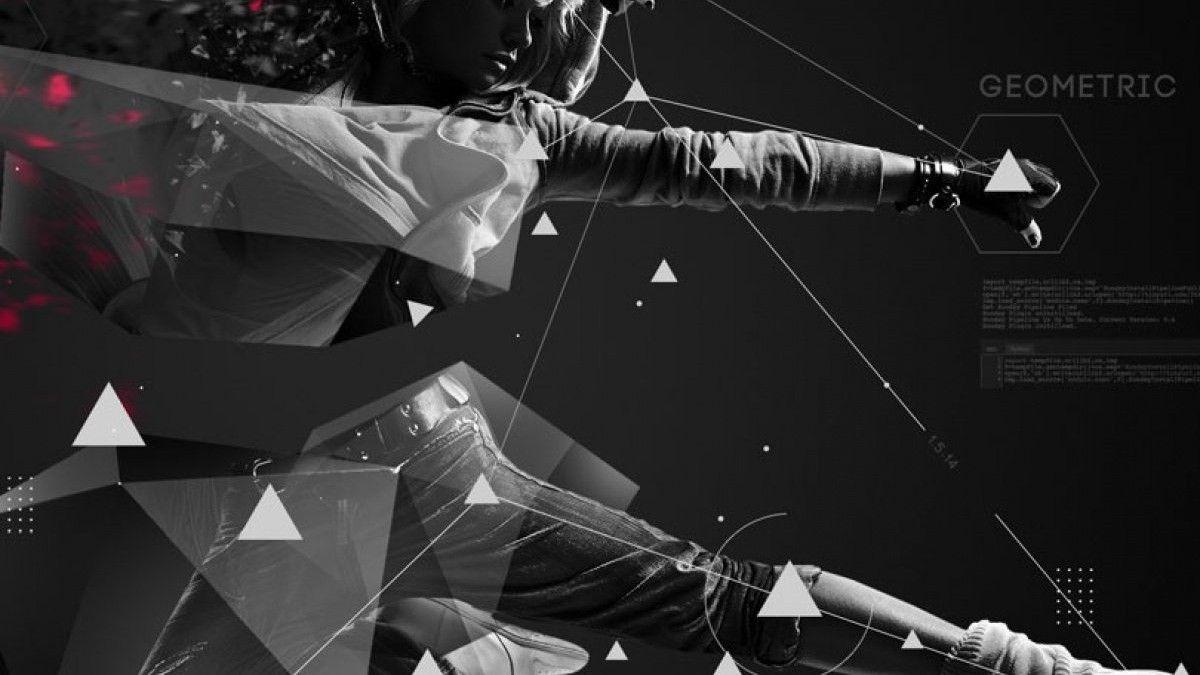 1200x675 Polygon girl action black mobile wallpaper Mobile