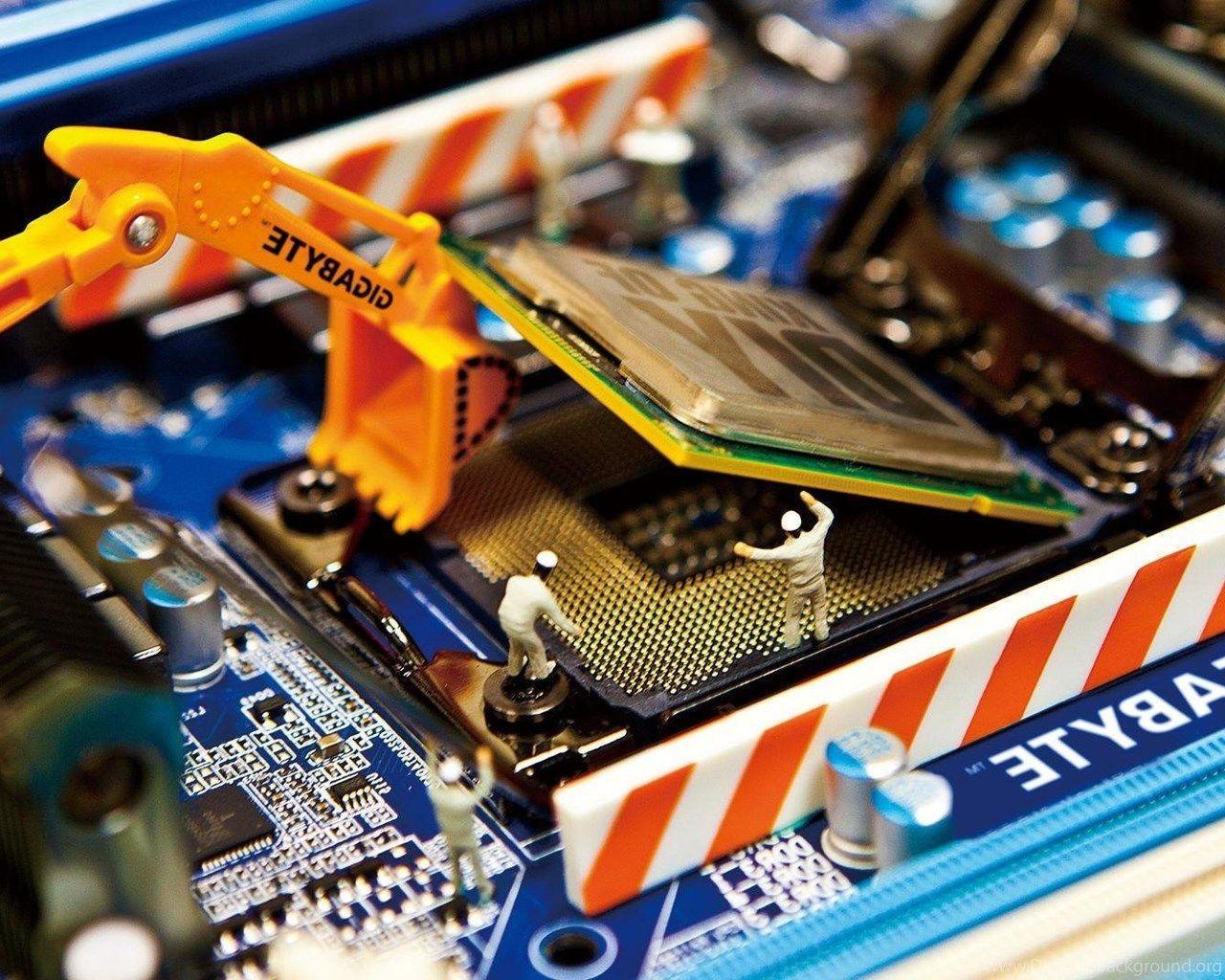 1280x1024 Gigabyte Motherboard Installing Dolls HD Wallpaper Desktop