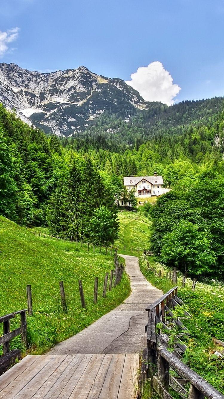 750x1334 Mountain Village Road Path iPhone 6 Wallpaper HD Download
