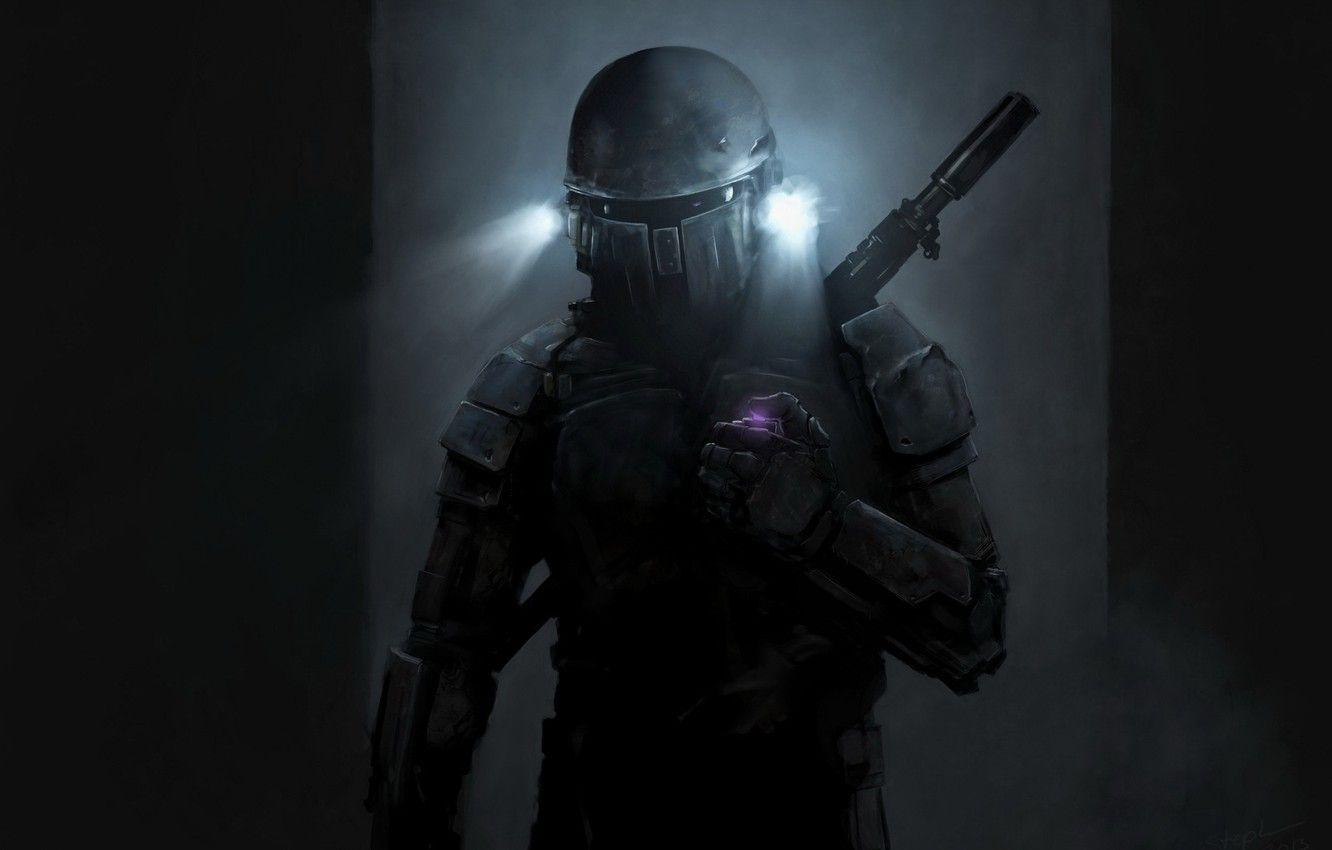 1332x850 Wallpaper weapons, lights, costume, helmet, Jango Fett