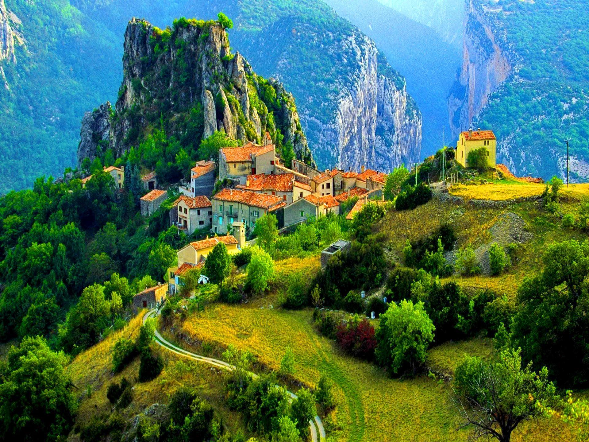1920x1440 Village In High Mountains wallpaper. nature and landscape