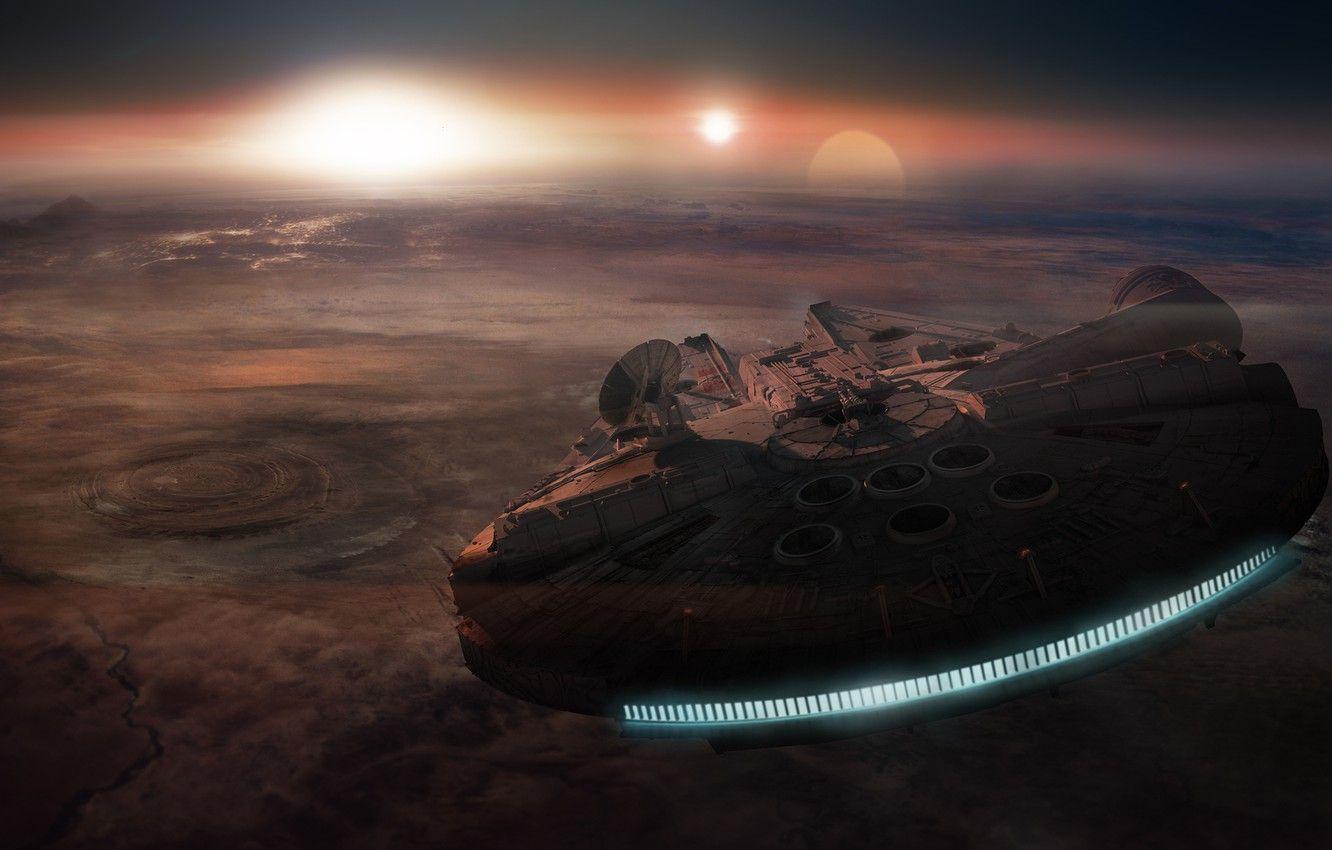 1332x850 Wallpaper planet, star wars, spaceship, millennium falcon