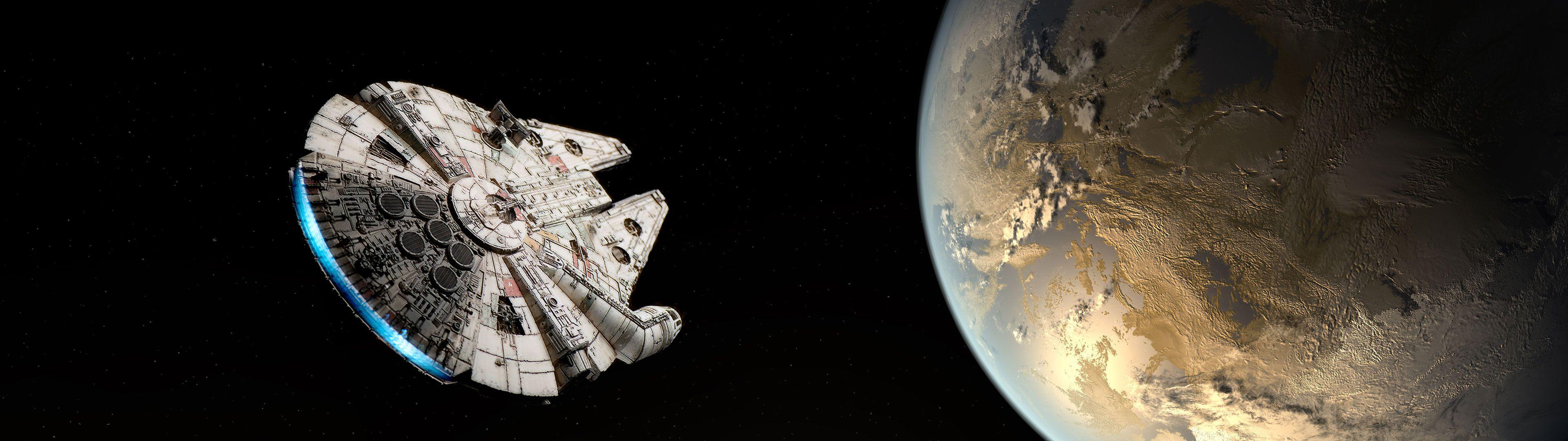 3840x1080 Couldn't Find A Dual Monitor Millennium Falcon Wallpaper I