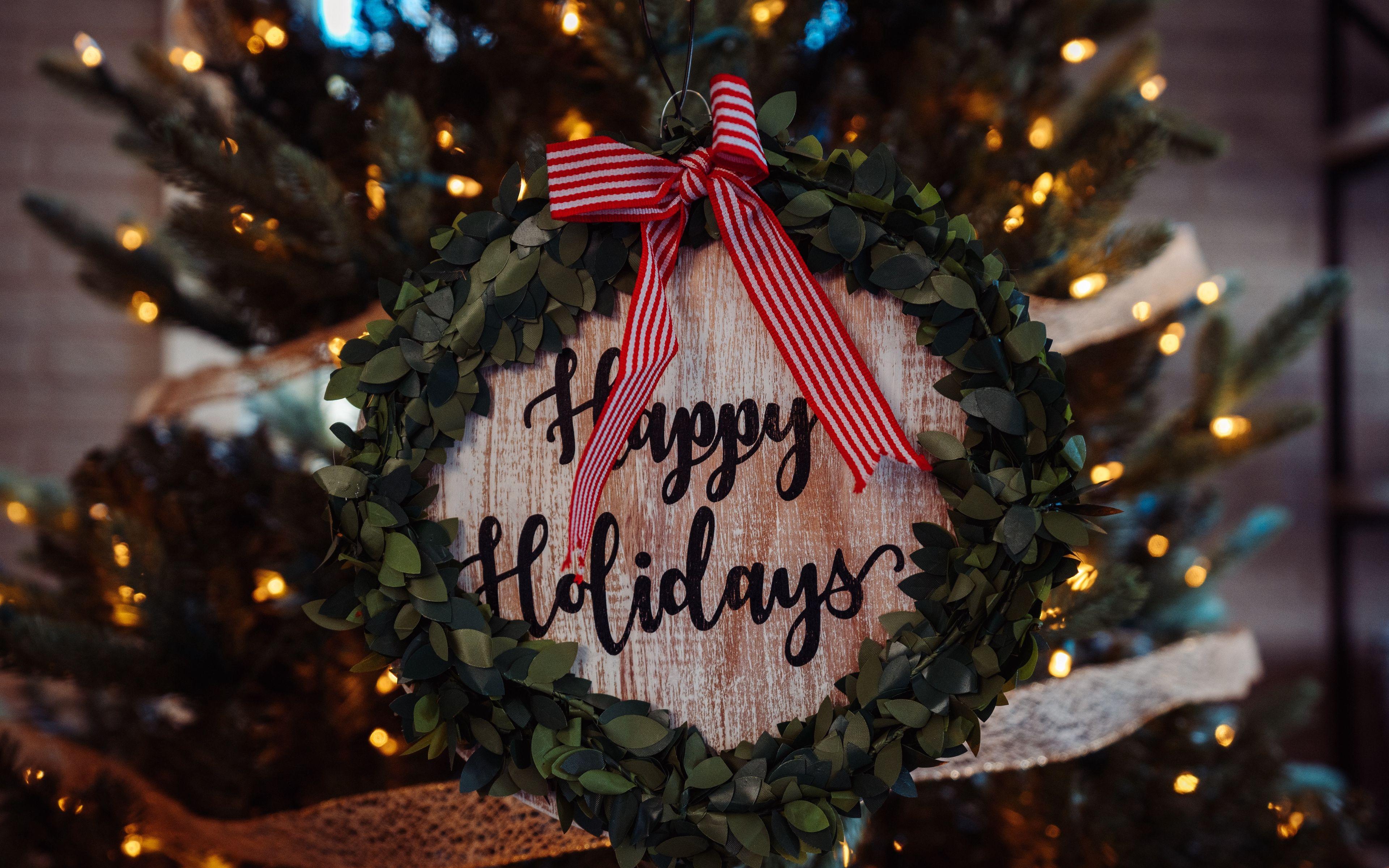 3840x2400 Download wallpaper 3840x2400 christmas, new year, wreath
