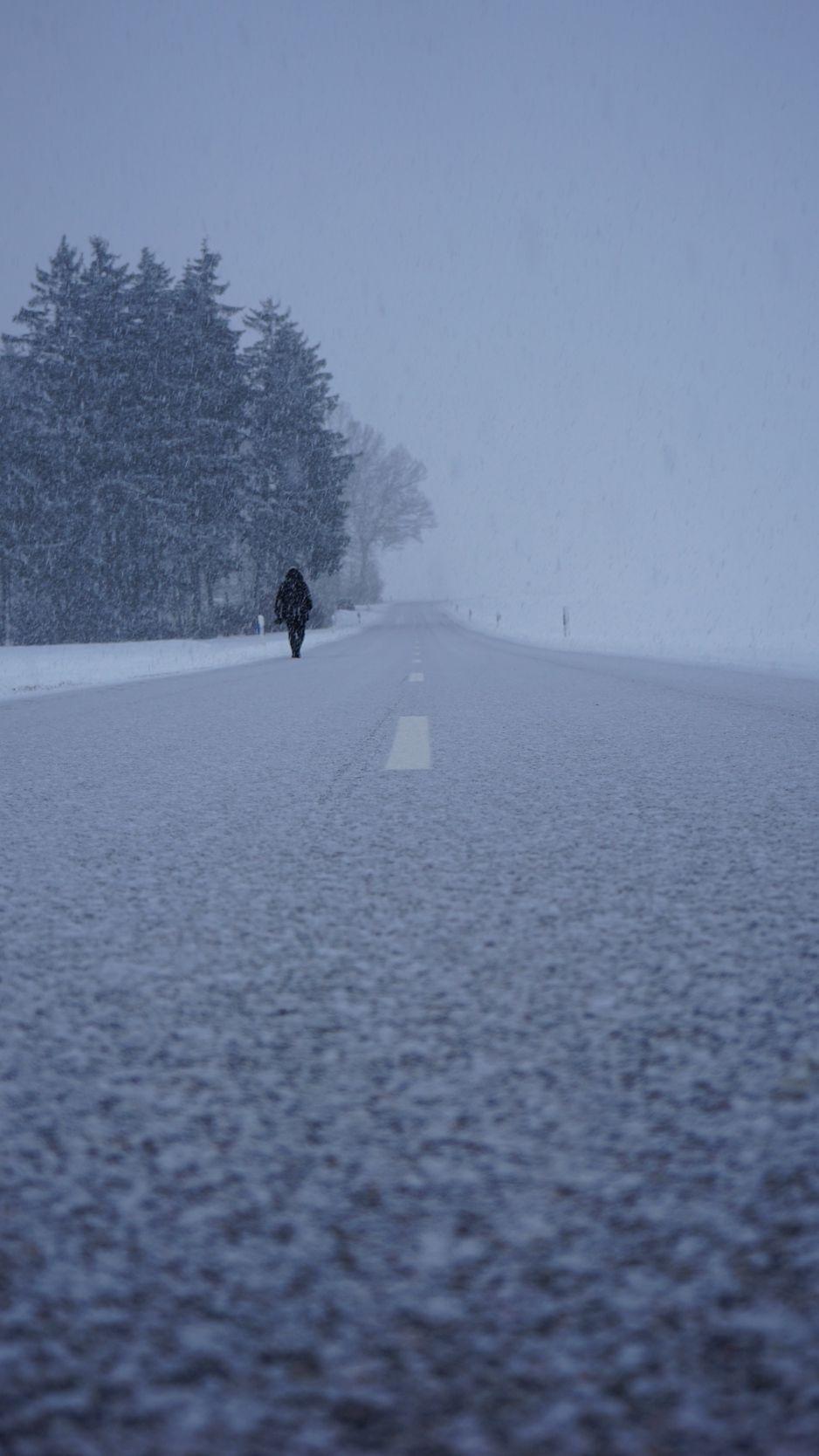 938x1668 Download wallpaper 938x1668 silhouette, winter, fog