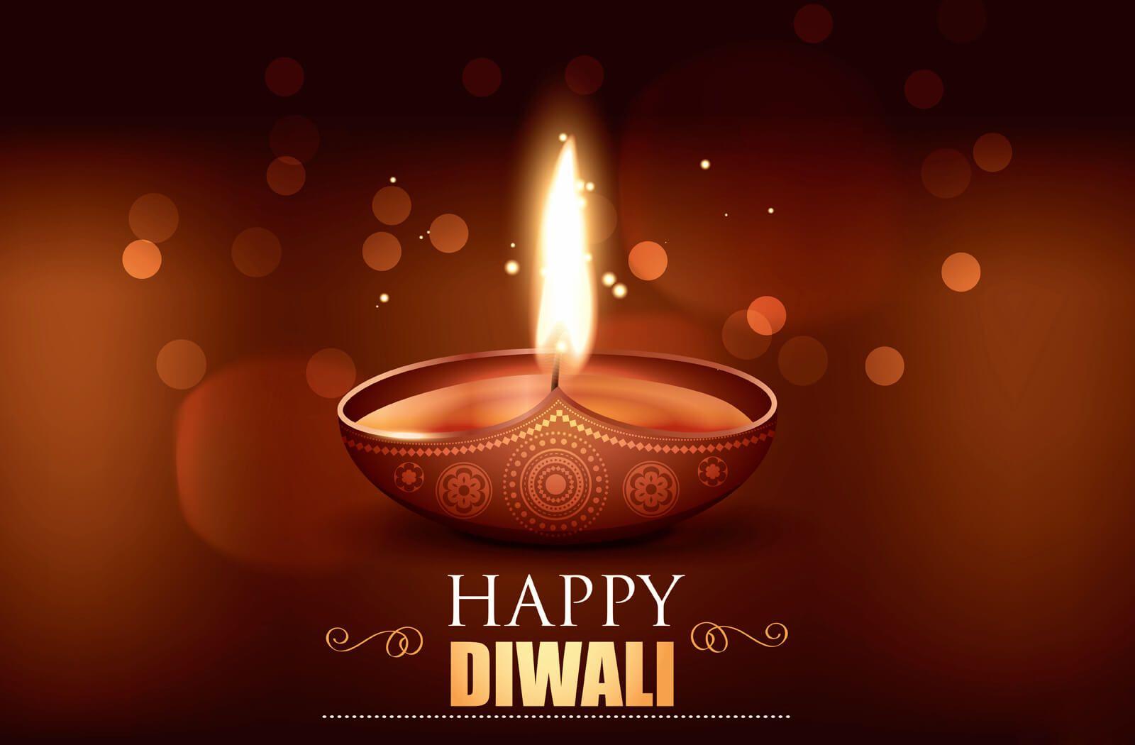 Happy Diwali With Lighting Diya HD Wallpaper