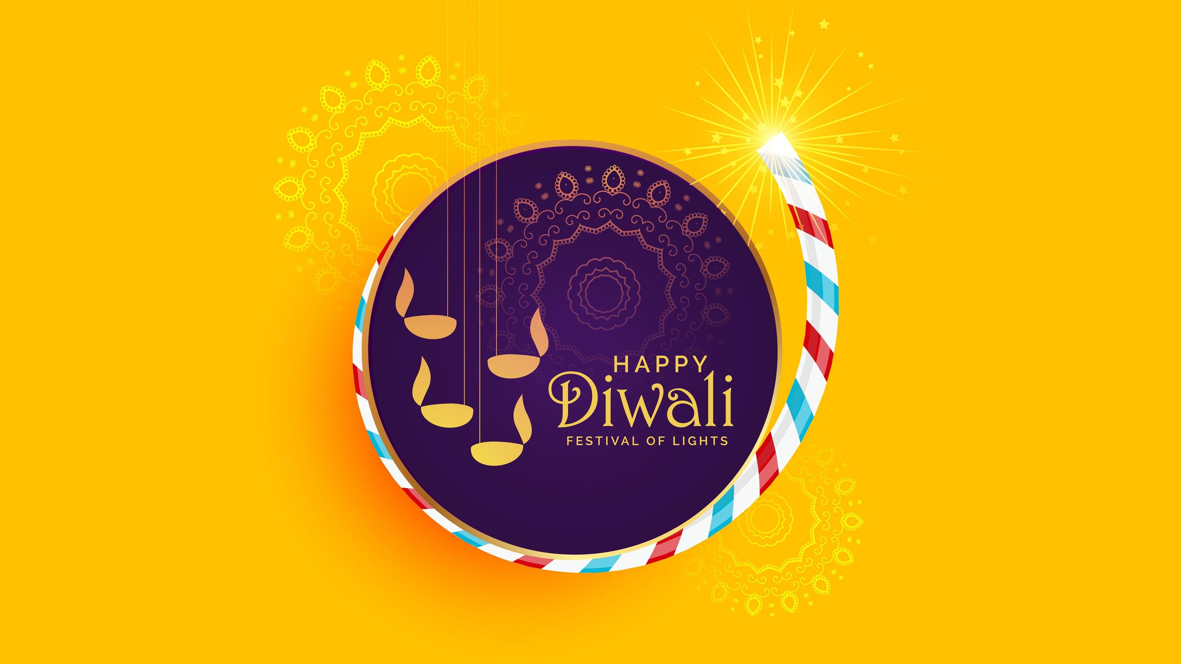 3840x2160 Hình nền 4K của Lễ hội Diwali hạnh phúc