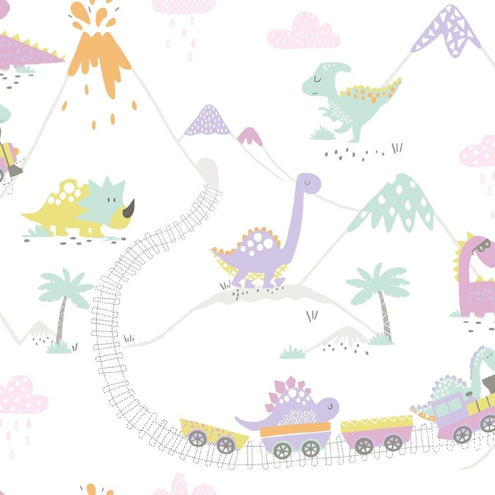1000x1000 Holden Dino Town Dinosaur Pattern Childrens Wallpaper Kids Cartoon Train 12532
