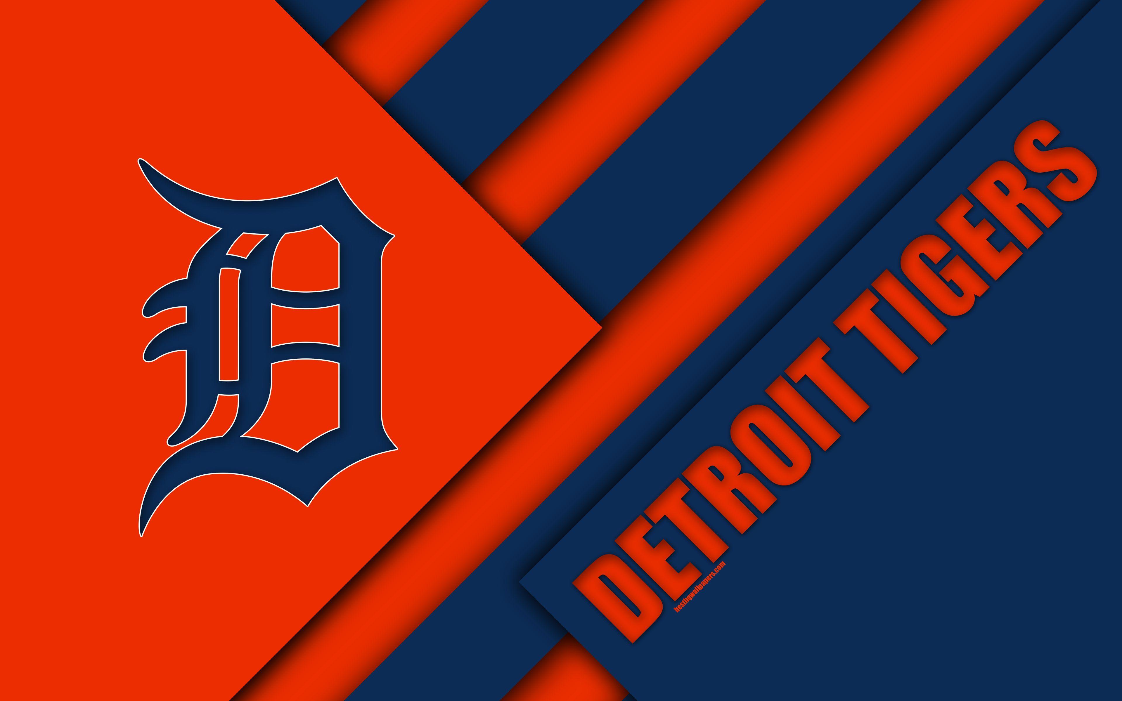 3840x2400 Tải xuống hình nền Detroit Tigers, MLB, 4K, màu cam xanh
