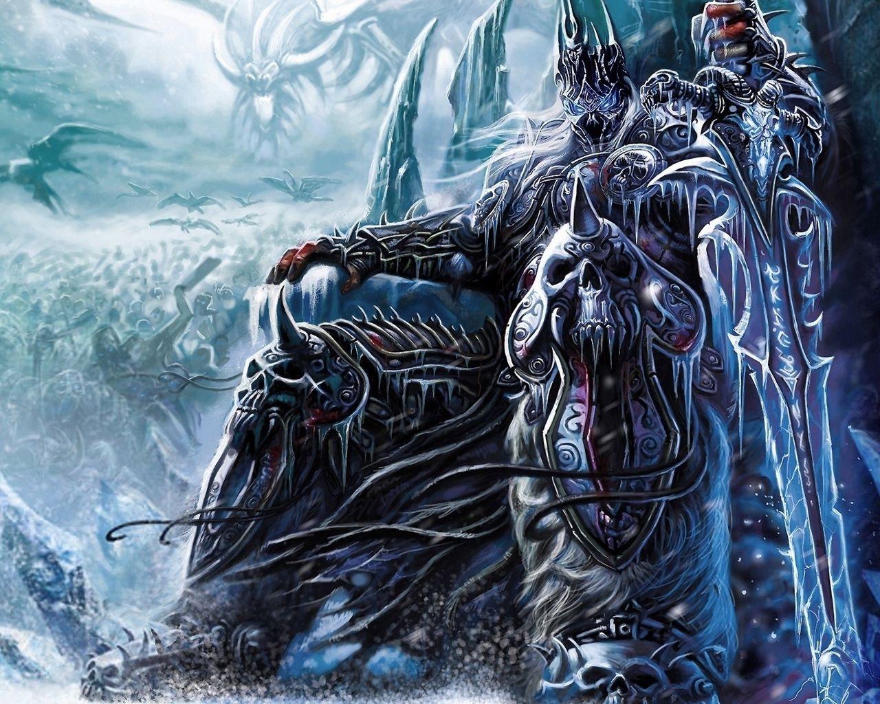 1280x1024 Download wallpaper 1280x1024 warcraft, lich king, sword