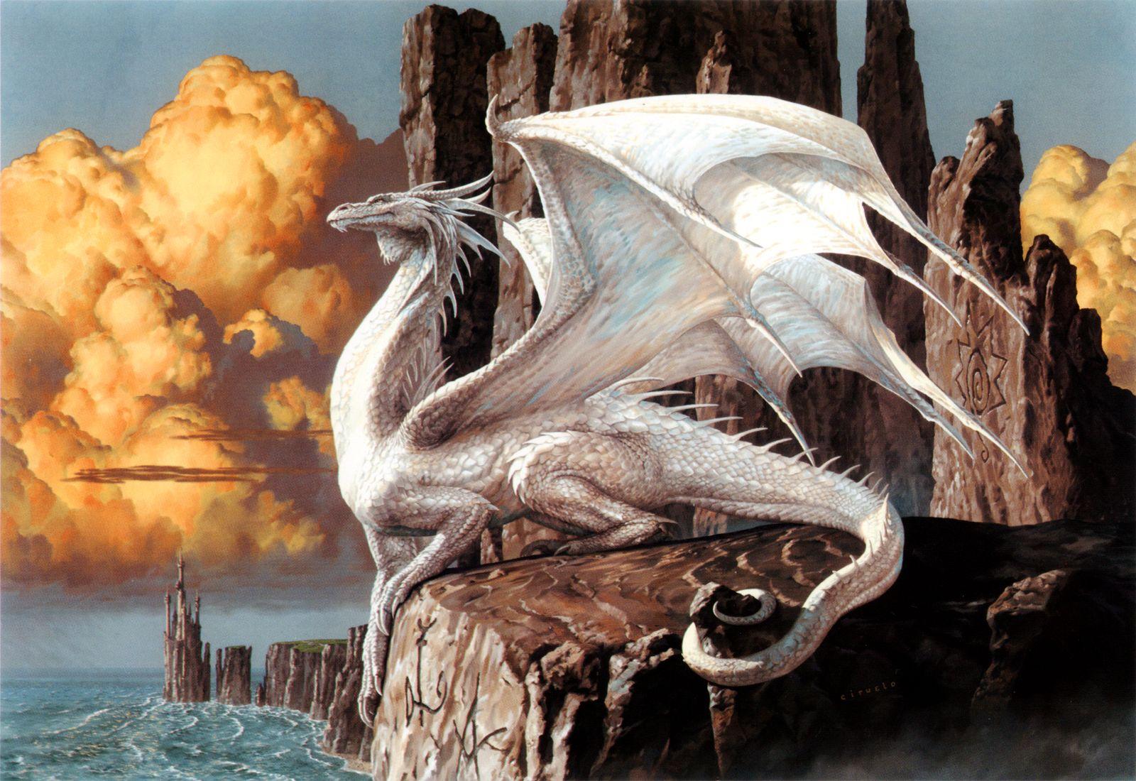 1600x1100 Download Magic The Gathering Art White Dragon Wallpaper High