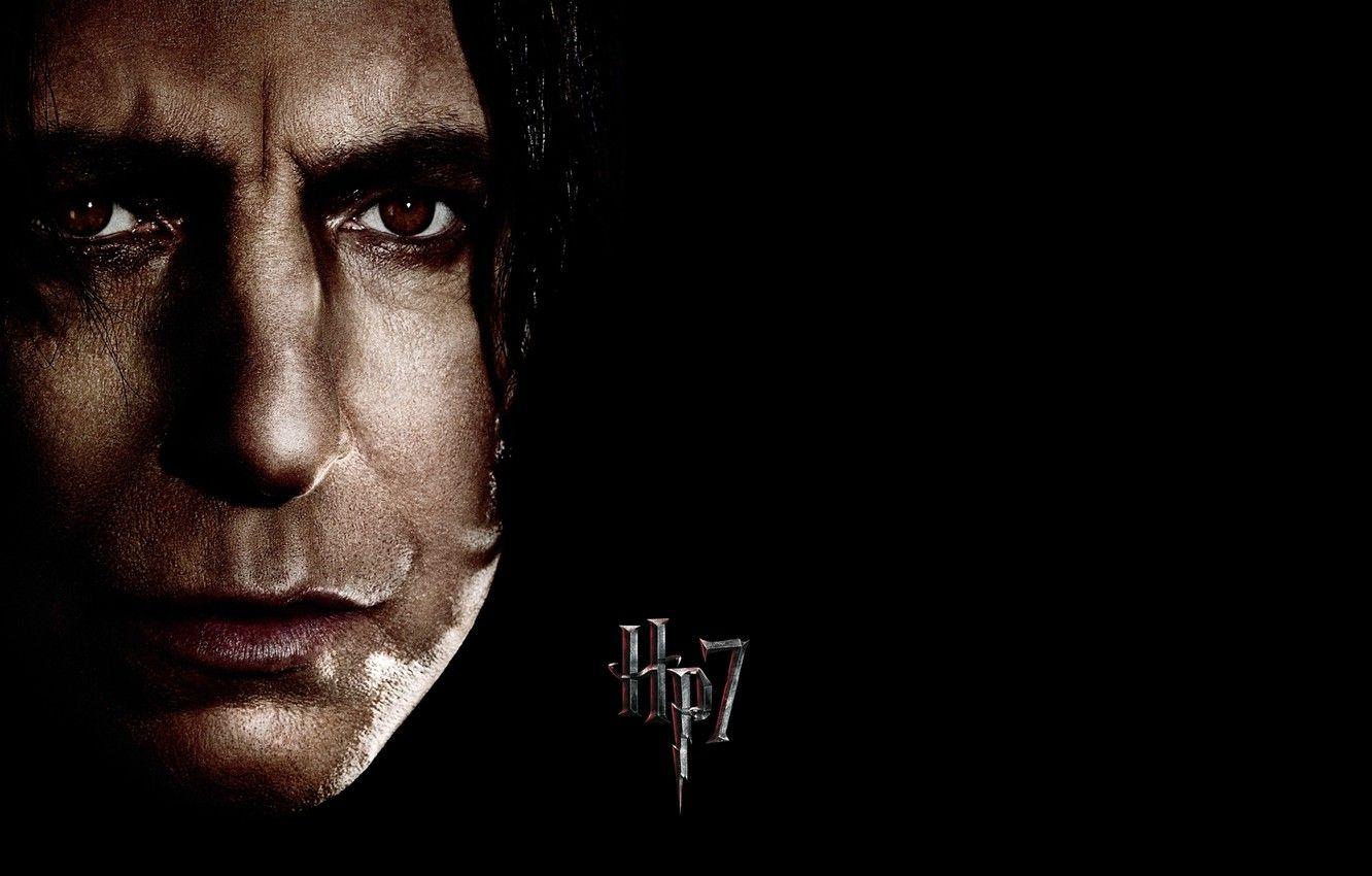 1332x850 Wallpaper face, black background, Harry Potter, Severus Snape, HP Alan Rickman, Alan Rickman, Severus Snape, Harry Potter Harry Potter and the Deathly Hallows image for desktop, section фильмы