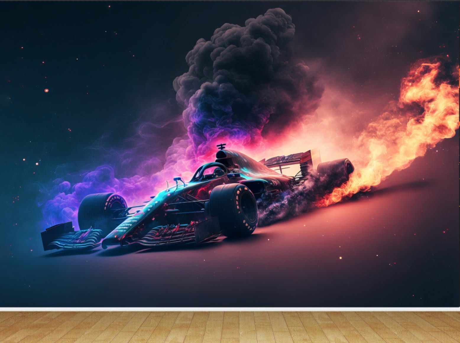 1556x1160 Racing Car Fire Wallpaper Mural