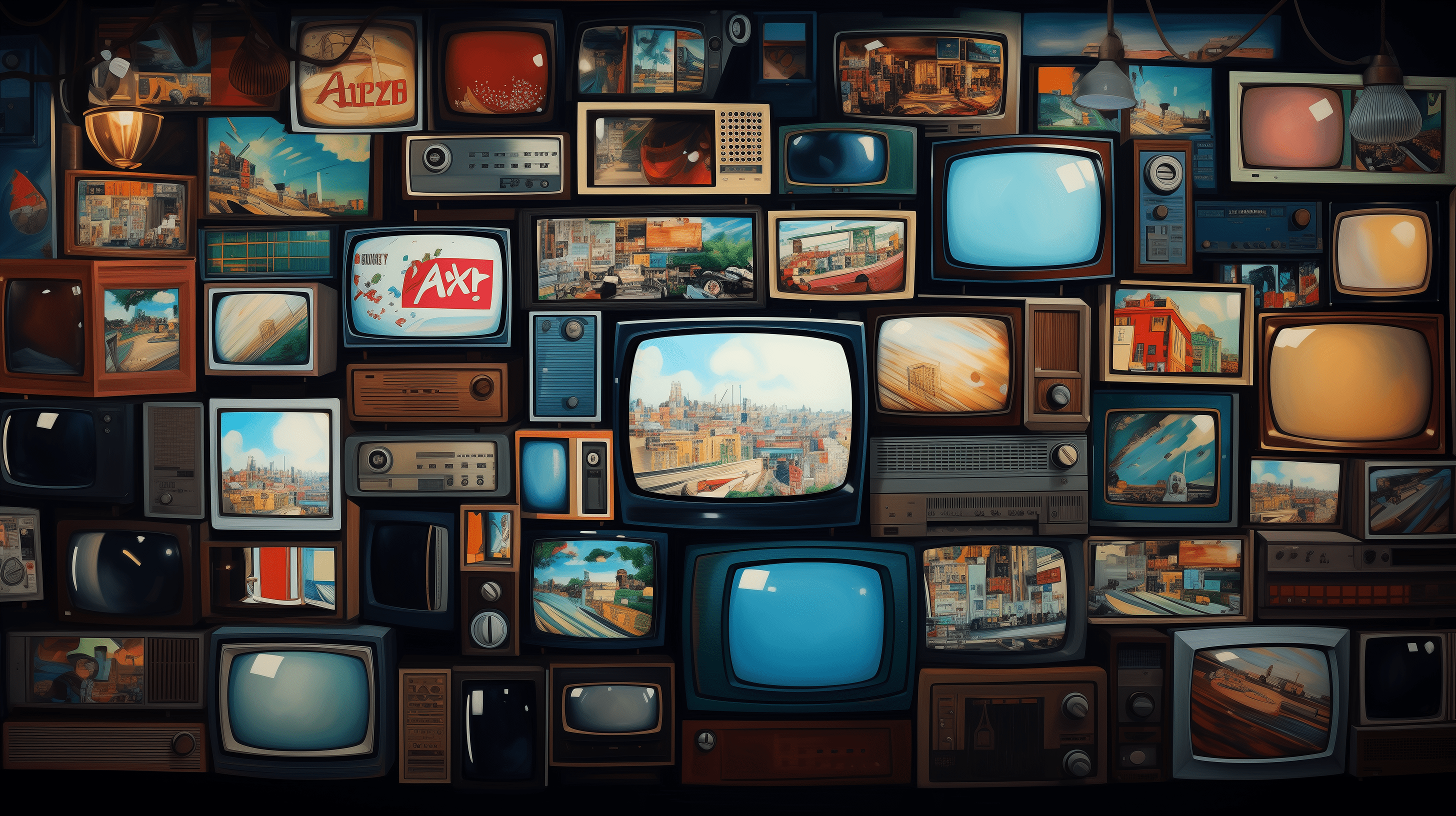 2912x1632 Vintage Television Collage HD Wallpaper