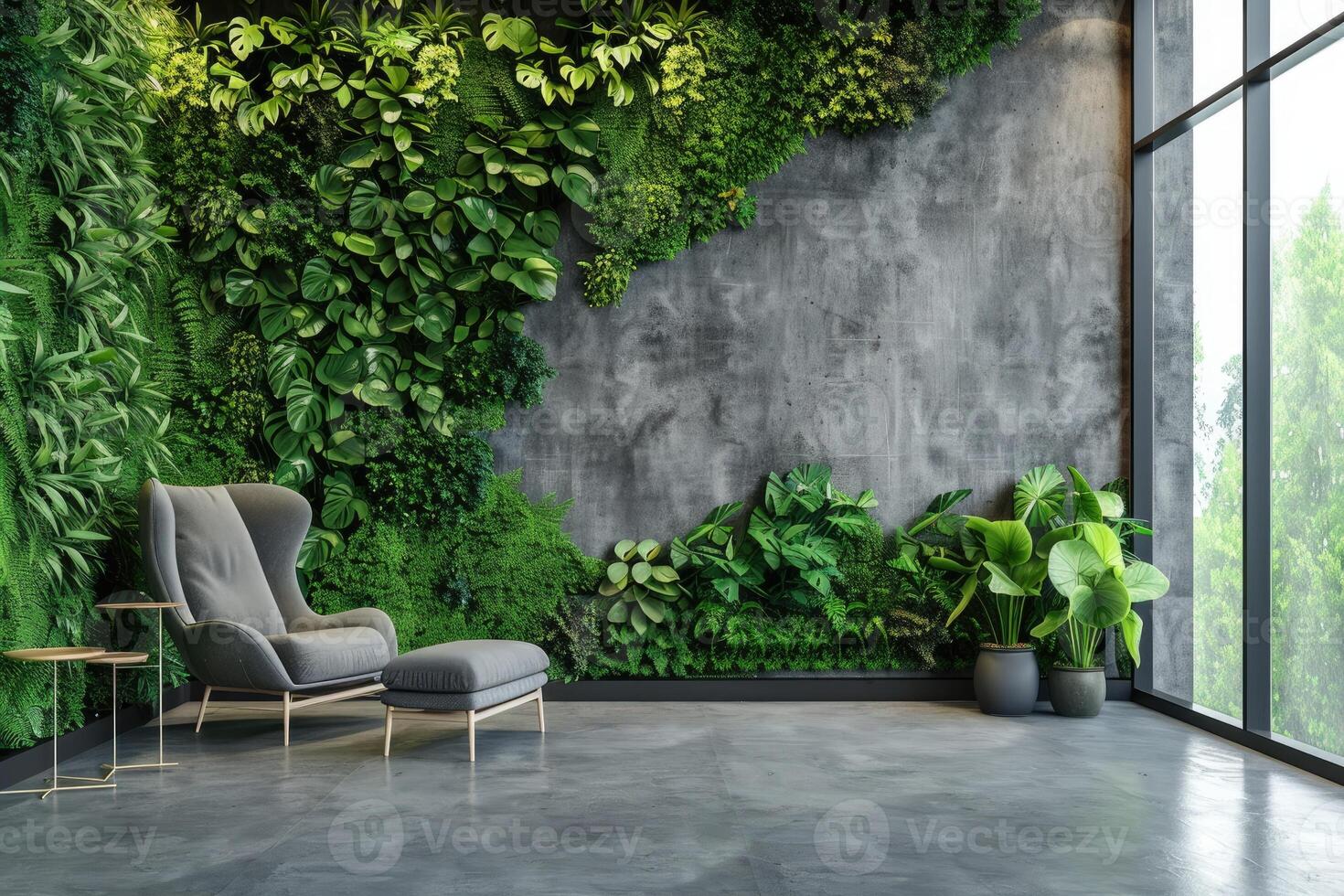 1470x980 AI generated Green plants wall