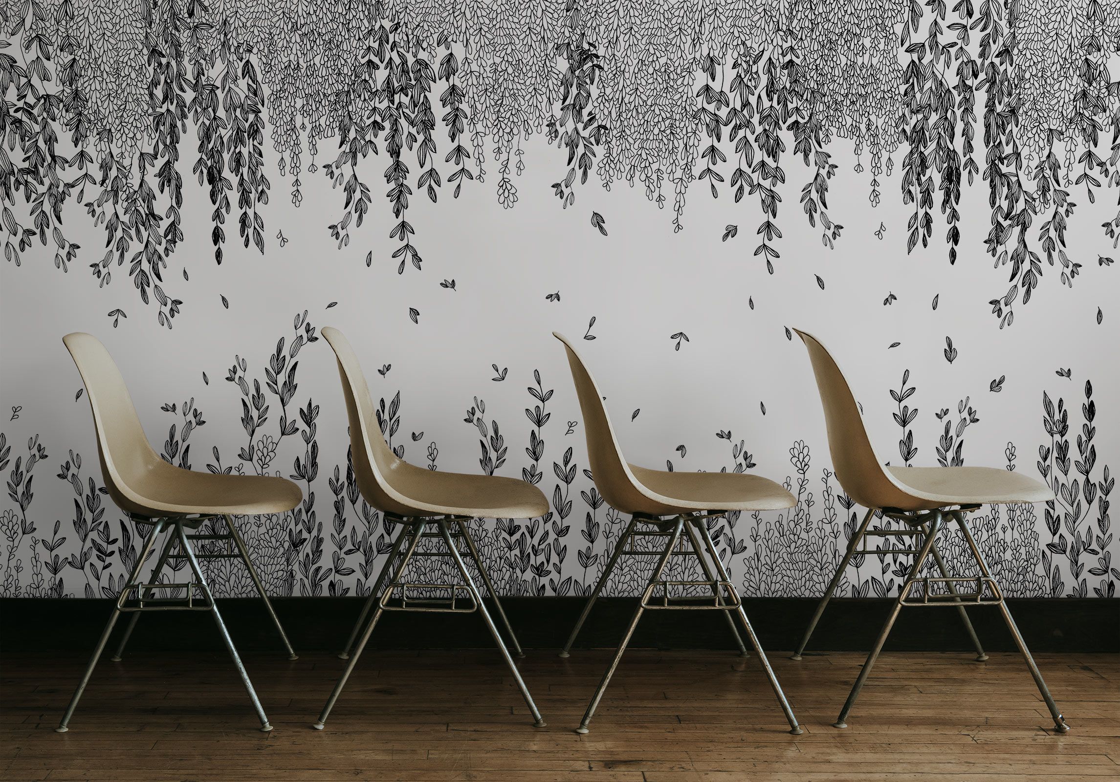 2291x1600 mural wallpaper of vertical garden