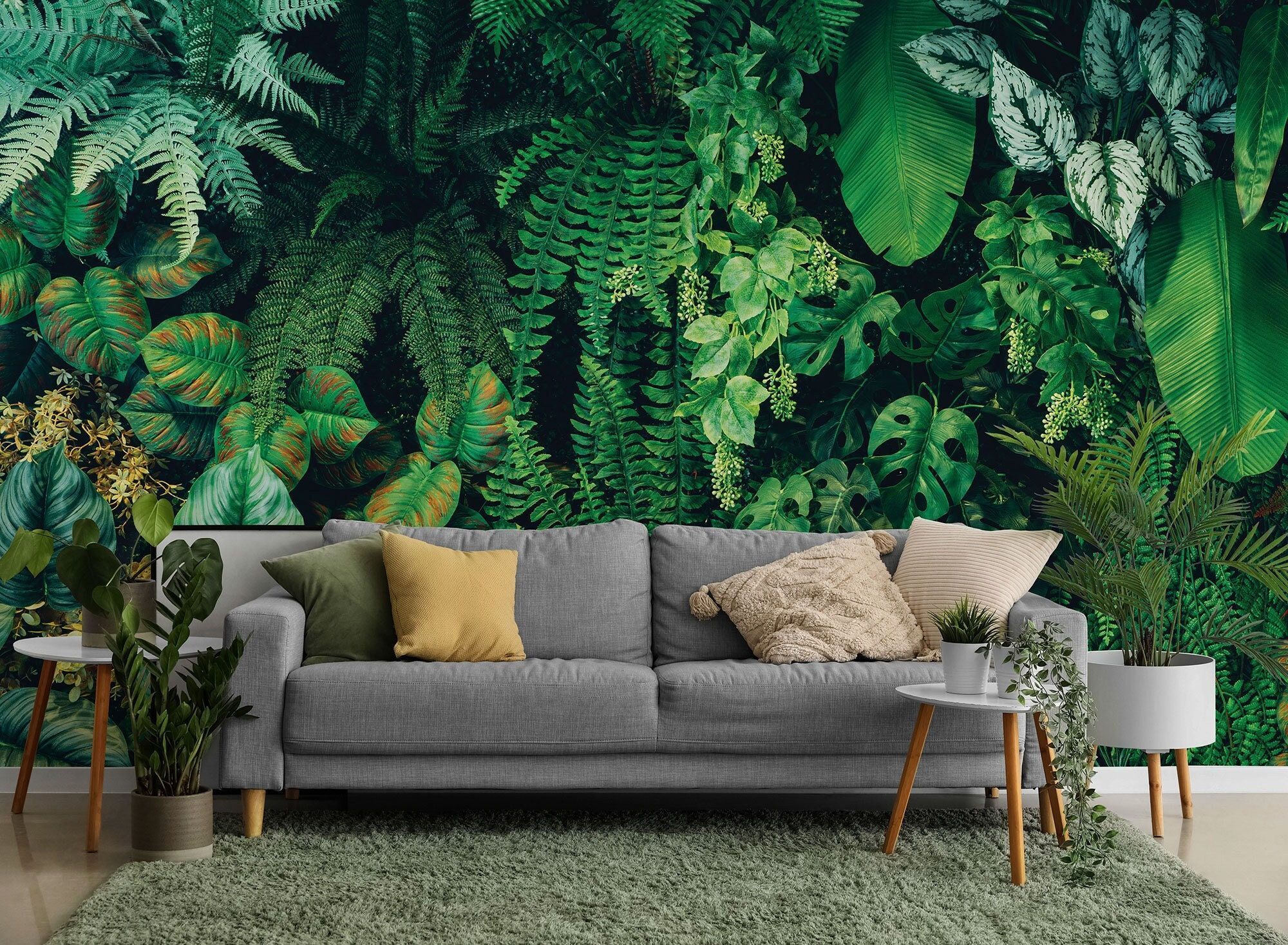 2000x1467 Vibrant Dark Tropical Garden Wall Mural