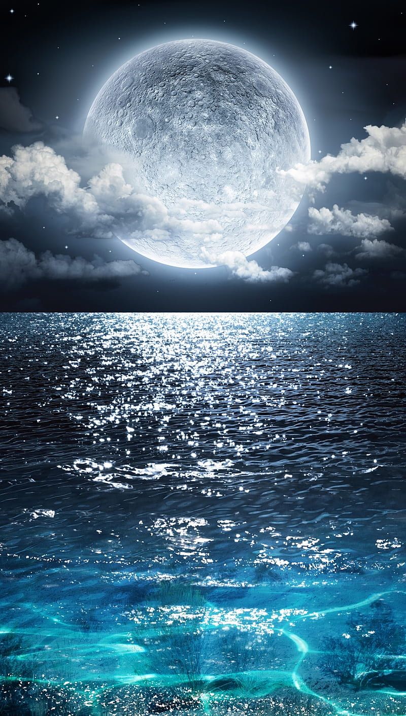 800x1412 HD moon sea wallpaper